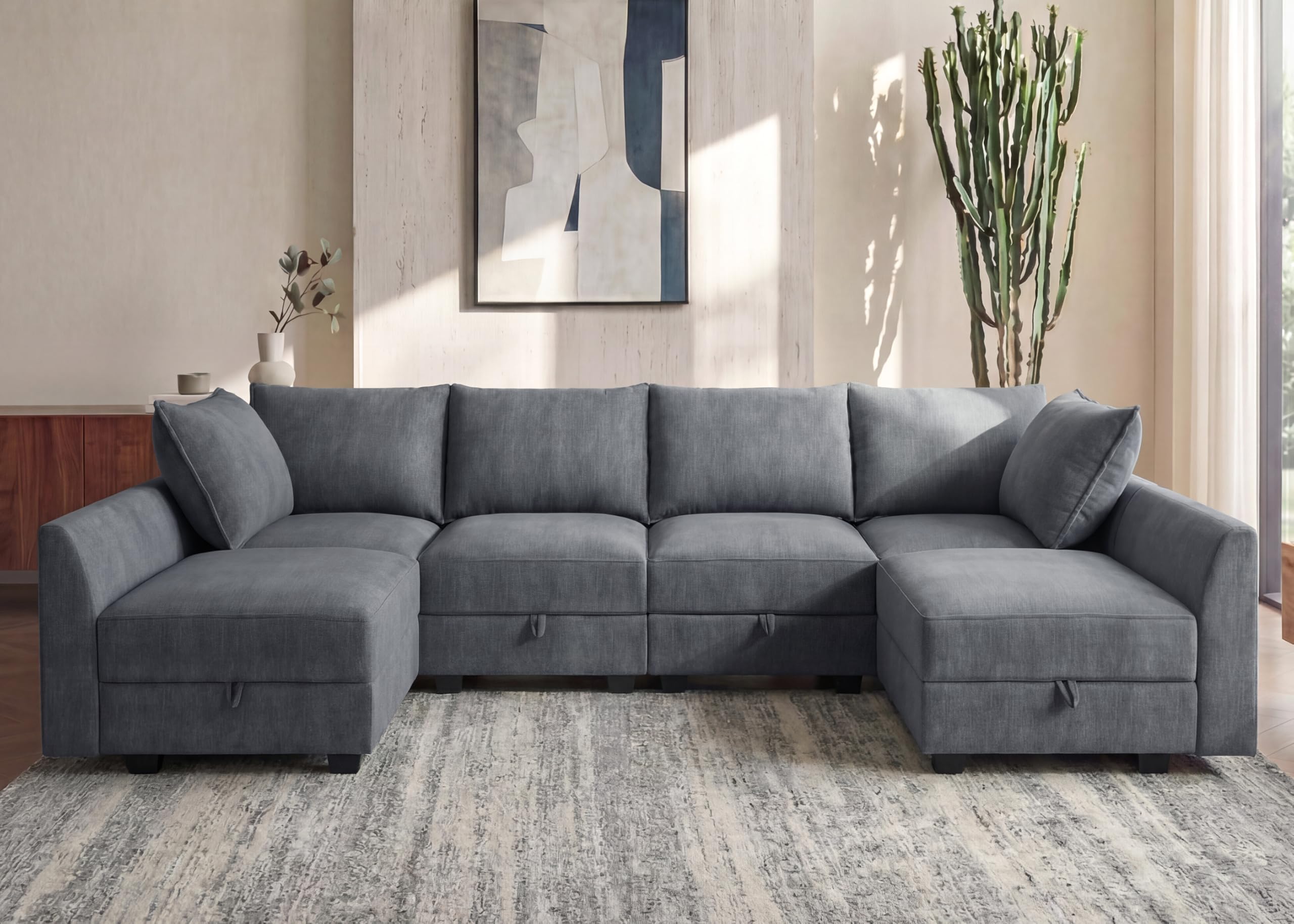 ☆bluemoon118☆ HONBAY Modular Sectional Couch U-Shaped Modular Sofa, Sectional