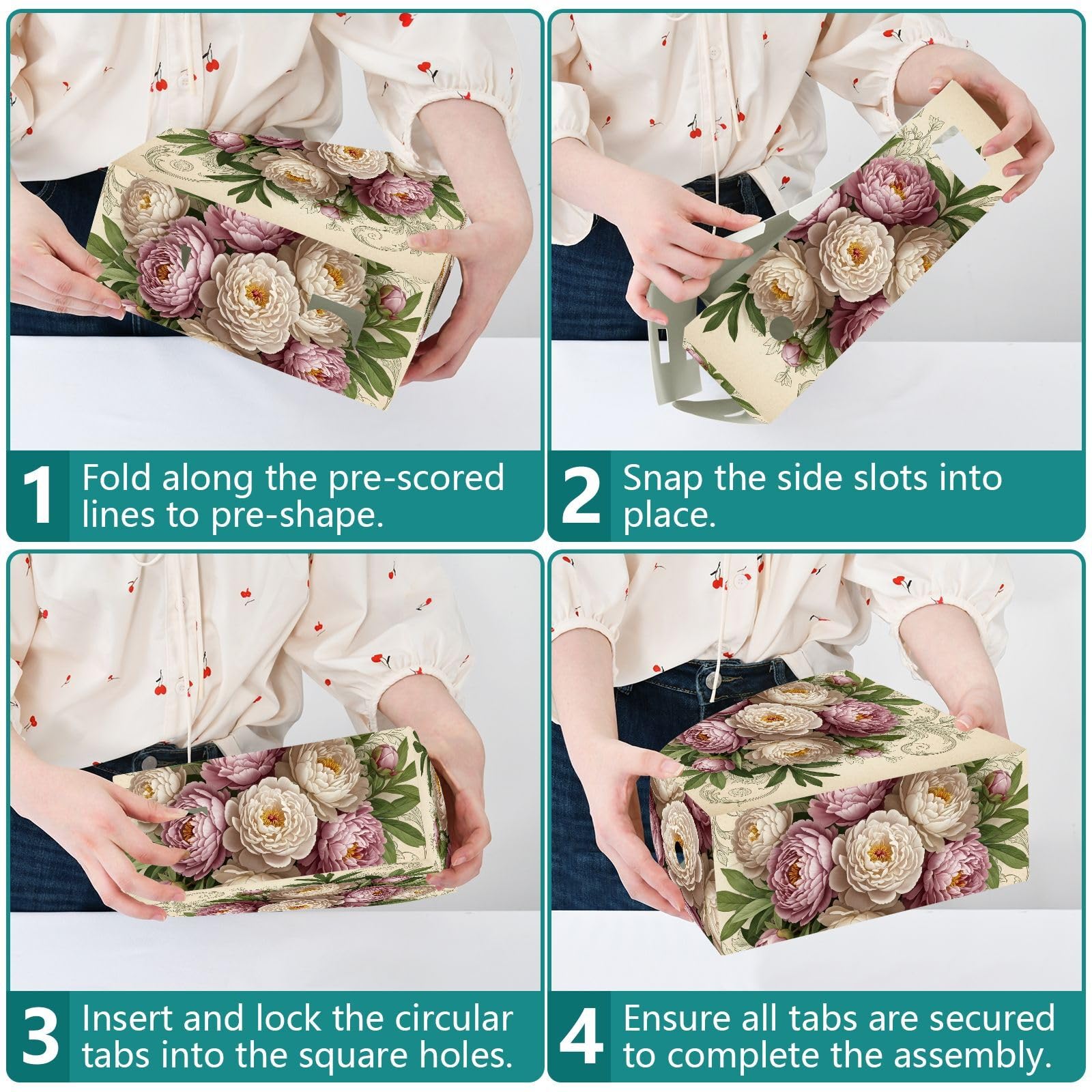 Zeitschriftensammler, Vintage-Stil, Blumenmuster, PP-Kunststoff, Rosa