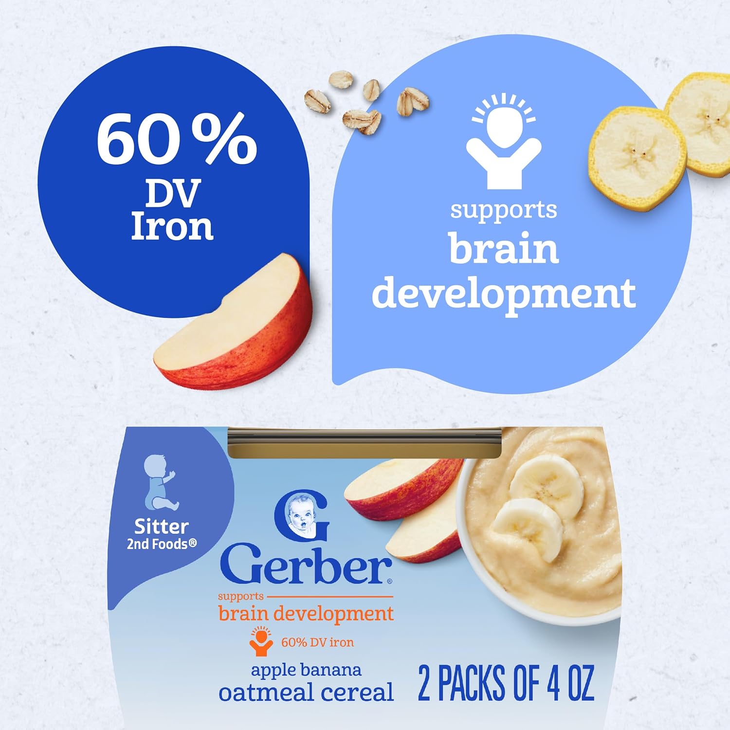 Gerber Baby Food, 2nd Foods, Apple Banana with Oatmeal, 8 OZ. (Pack of 4)
