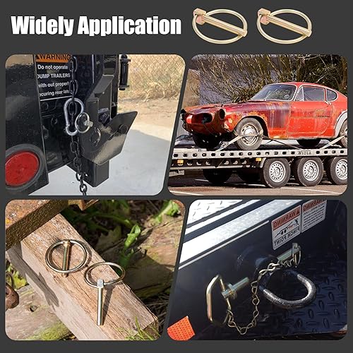 Miniatura 21 de 6 pines de linchamiento resistentes de 3/8 pulgadas con anillo, kit surtido de pasadores redondos para tractores agrícolas, camiones, remolques, 6