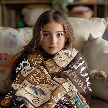 Book Lovers Gift Blanket 50 X 60 - Best Gifts for Readers - Librarian, Book Club Throw for Bookworms - Book Accessories and Stuff - Bookish Literary Present Ideas - Reading Throws