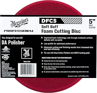 5" Soft Buff DA Foam Cutting Disc - Hook and Loop Foam Detailing Pad for Removing for Removing Swirls, Scratches, and Oxidation - for use with 5" DA Backing Plate and DA Polisher, 1 Disc
