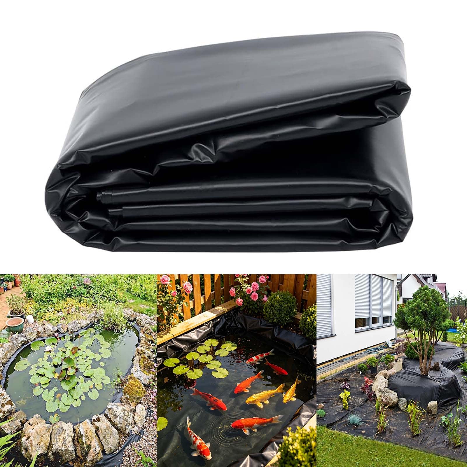 Whnoorher Outdoor Ponds Liner 1x6m 2x4m 3x7m 4x8m 5x10m Heavy Duty HDPE Liner Black Foldable Impermeable Film UV Resistant Tarpaulin for Fish Pond Garden Landscape(7x10m(23x32.8ft))