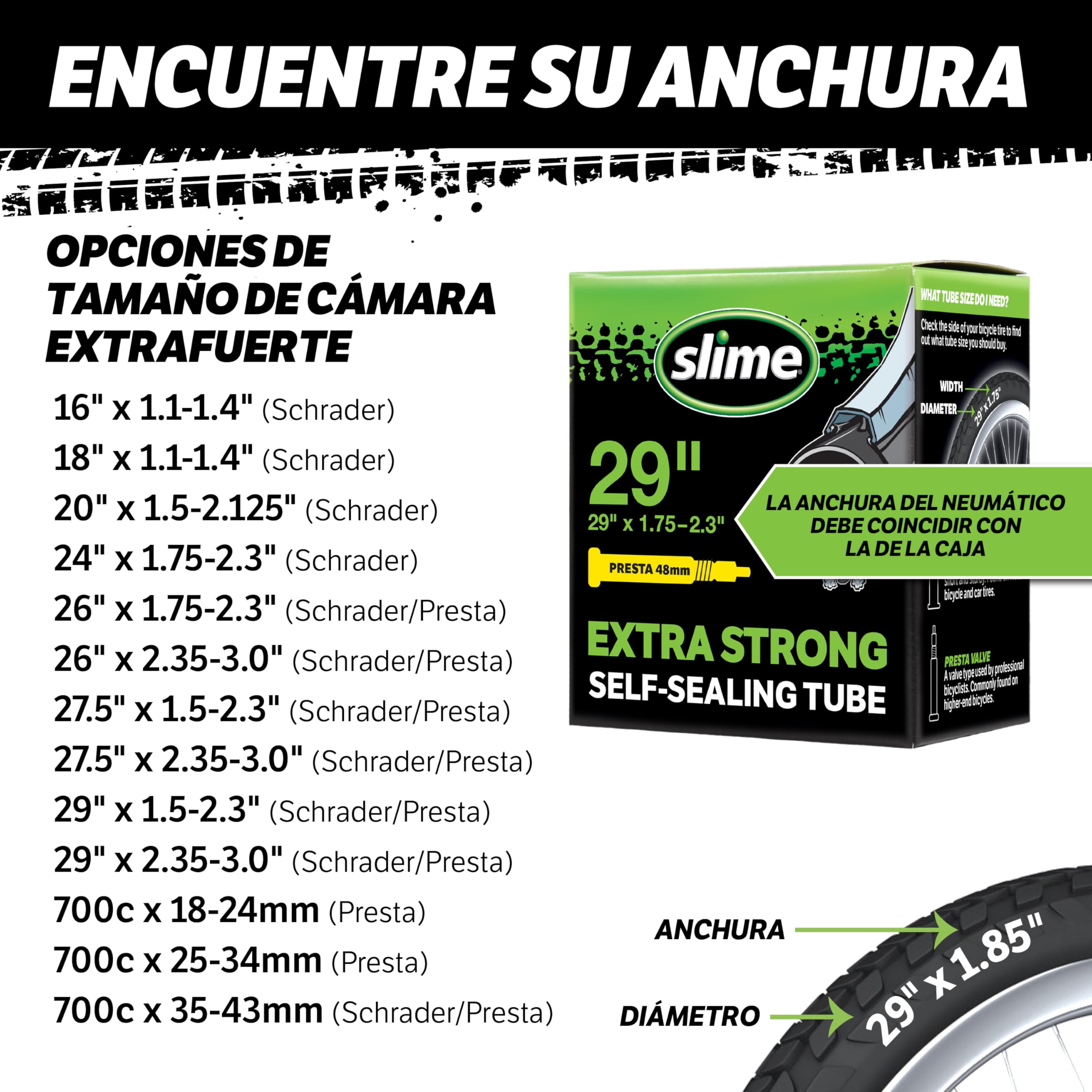 Tubo Interior de Bicicleta Slime con Sellador de Pinchazos