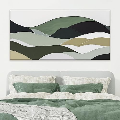 Miniatura 46 de TAIJXAGSG Arte abstracto de pared para sala de estar, lienzo moderno, decoración de pared, arte de pared verde, dormitorio, oficina, decoración