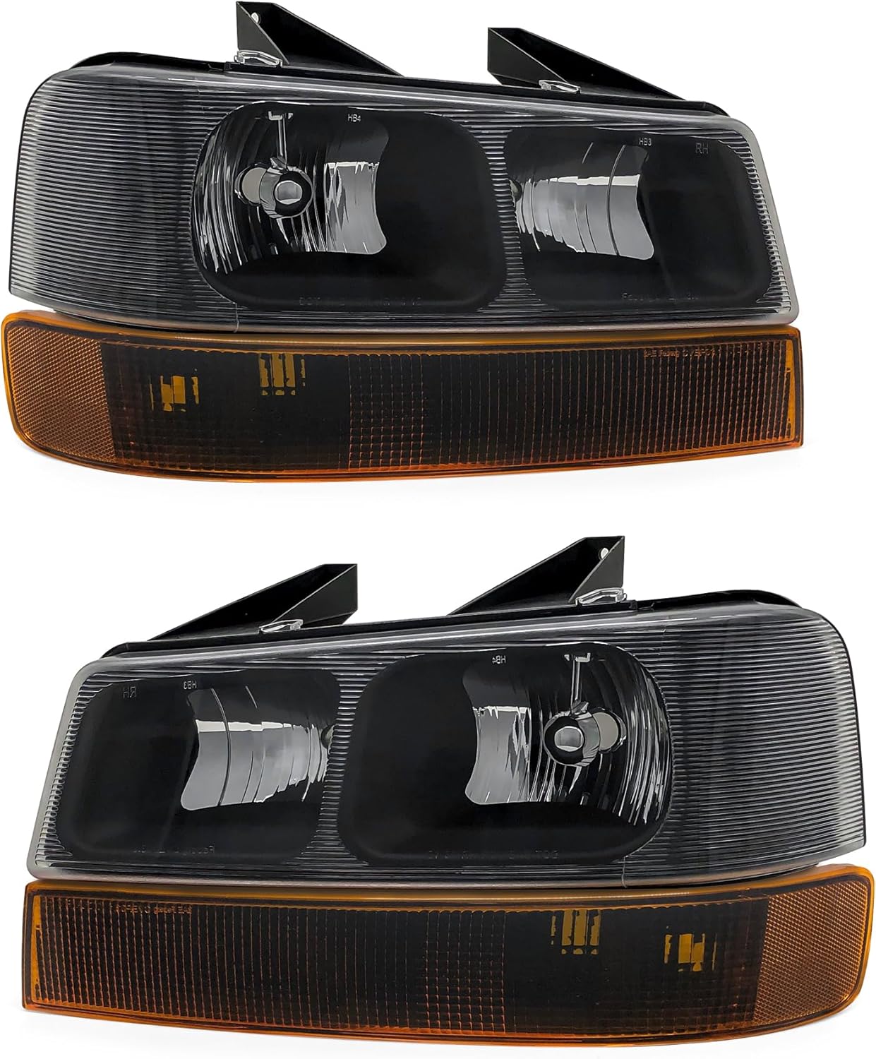 fit 2003-2023 Chevy Express 2500 3500/GMC Savana 2500 3500 Headlamp for 03-14 Express 1500/GMC Savana 1500 Black Housing Headlights Amber Reflector Replacement Left+Right(Not included Bulbs)