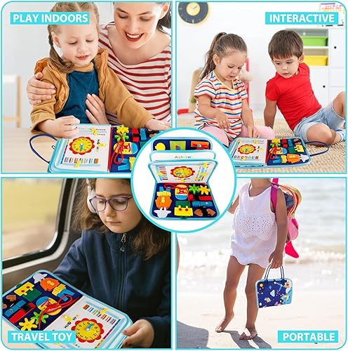 Miniatura 2 de DICTAMNI Juguetes de mesa para niños de 1, 2, 3, 4 años, juguetes educativos sensoriales, tablero sensorial con hebillas, actividades educativas