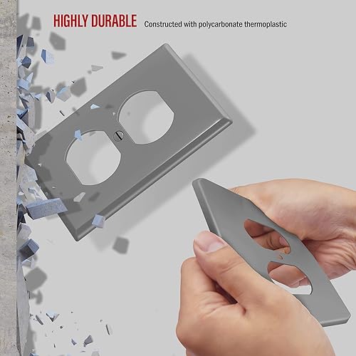 Miniatura 171 de ENERLITES Placa de pared dúplex para toma de receptáculo, cubierta de toma de corriente eléctrica, acabado brillante, tamaño mediano de 1 banda