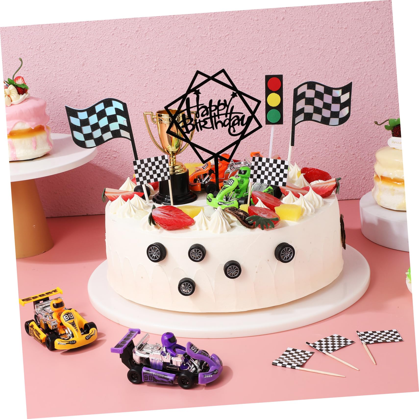 Decorazioni Torta Auto 23 Pezzi Carta per Compleanno Bambini