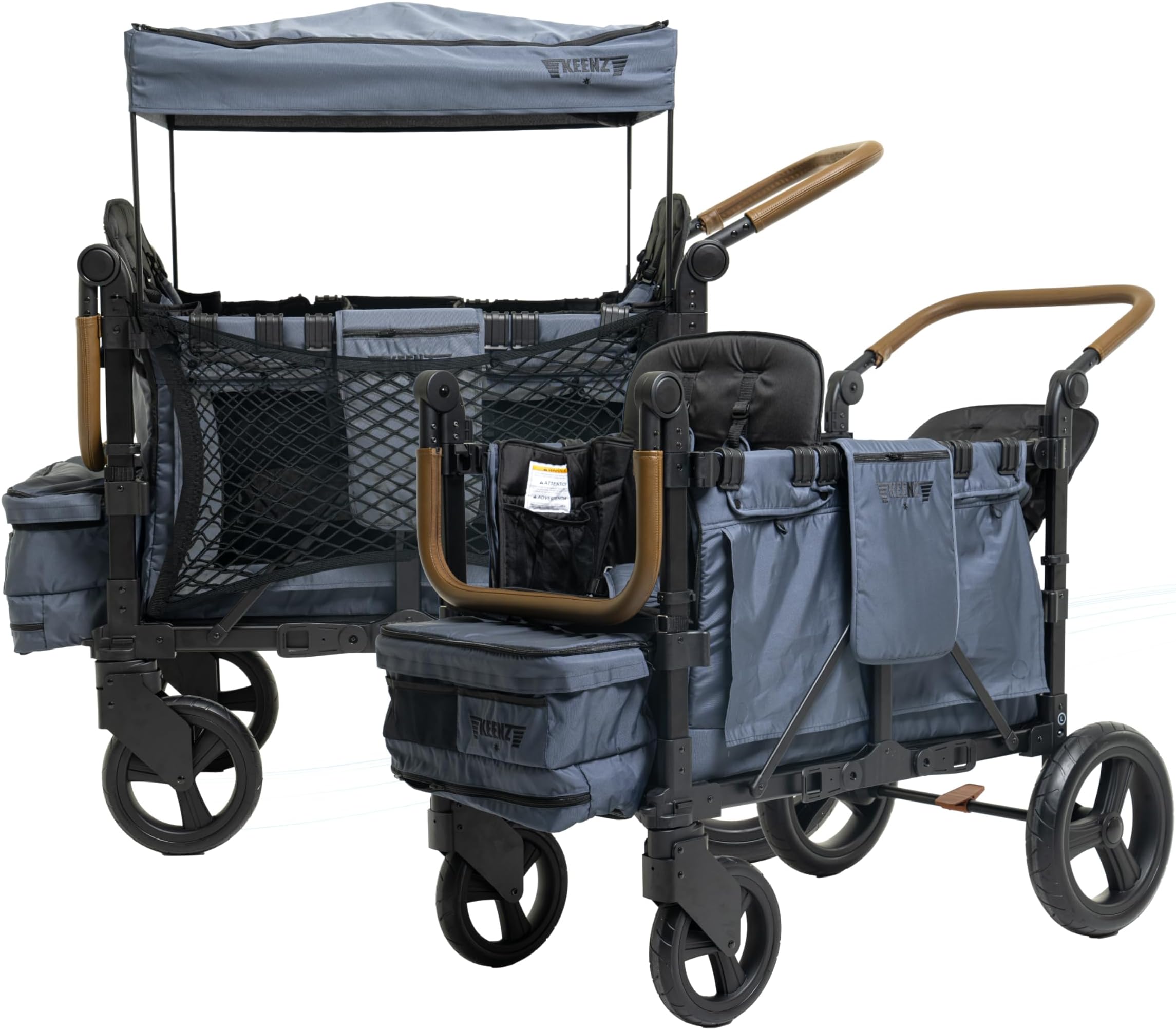 Keenz XC EVO - Luxury Comfort Stroller Wagon | Foldable 2 Passenger with Adjustable Canopy | Blue