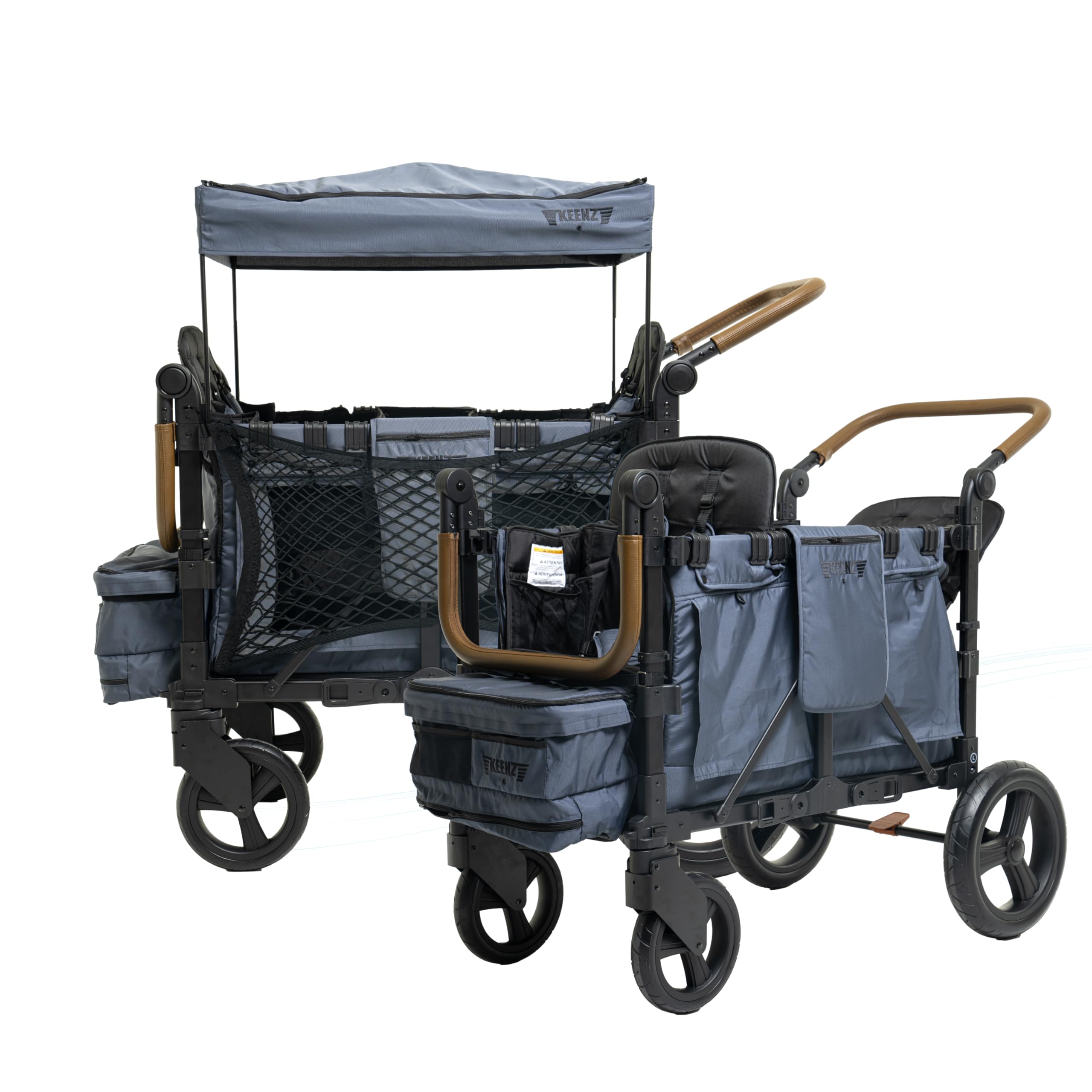 Keenz XC EVO - Luxury 2 Passenger Stroller Wagon for Kids | Foldable 2 Passenger Quad Seater with Adjustable Canopy | Blue