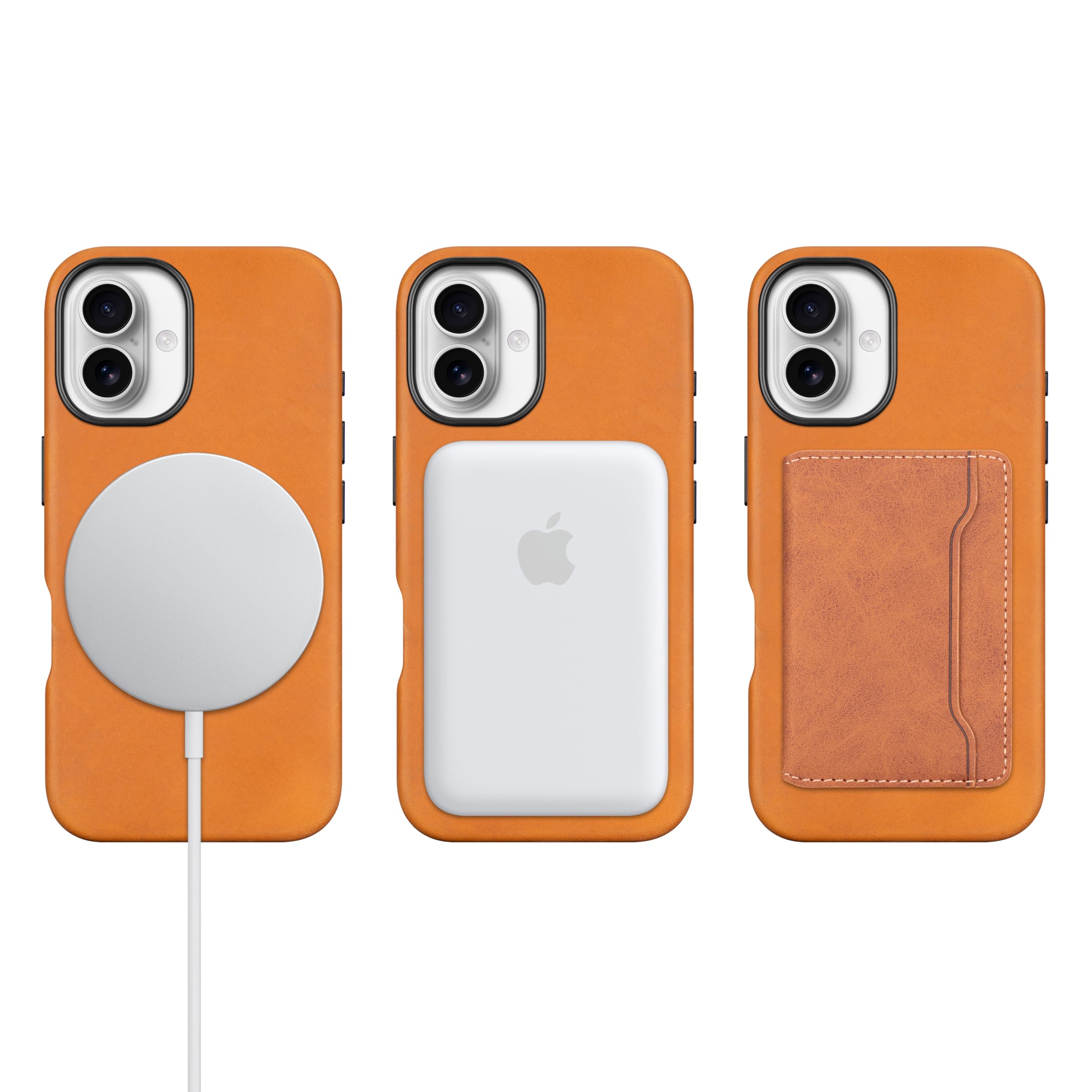 maogoam for iPhone 16 Case Leather, Compatible With MagSafe, Genuine Vintage Crazy Horse Leather - Image 3