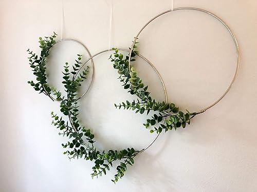 Miniatura 2 de Corona de aro de metal Shabby Chic Eucalipto Suculenta Verde Simple Boda Bebé Guardería Rústica Casa de Campo Escandinavo Decoración del Hogar