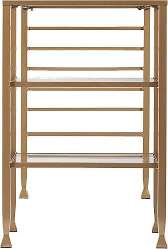 Miniatura 6 de SEI Furniture Jaymes - Escritorio de metal dorado y cristal, color dorado suave