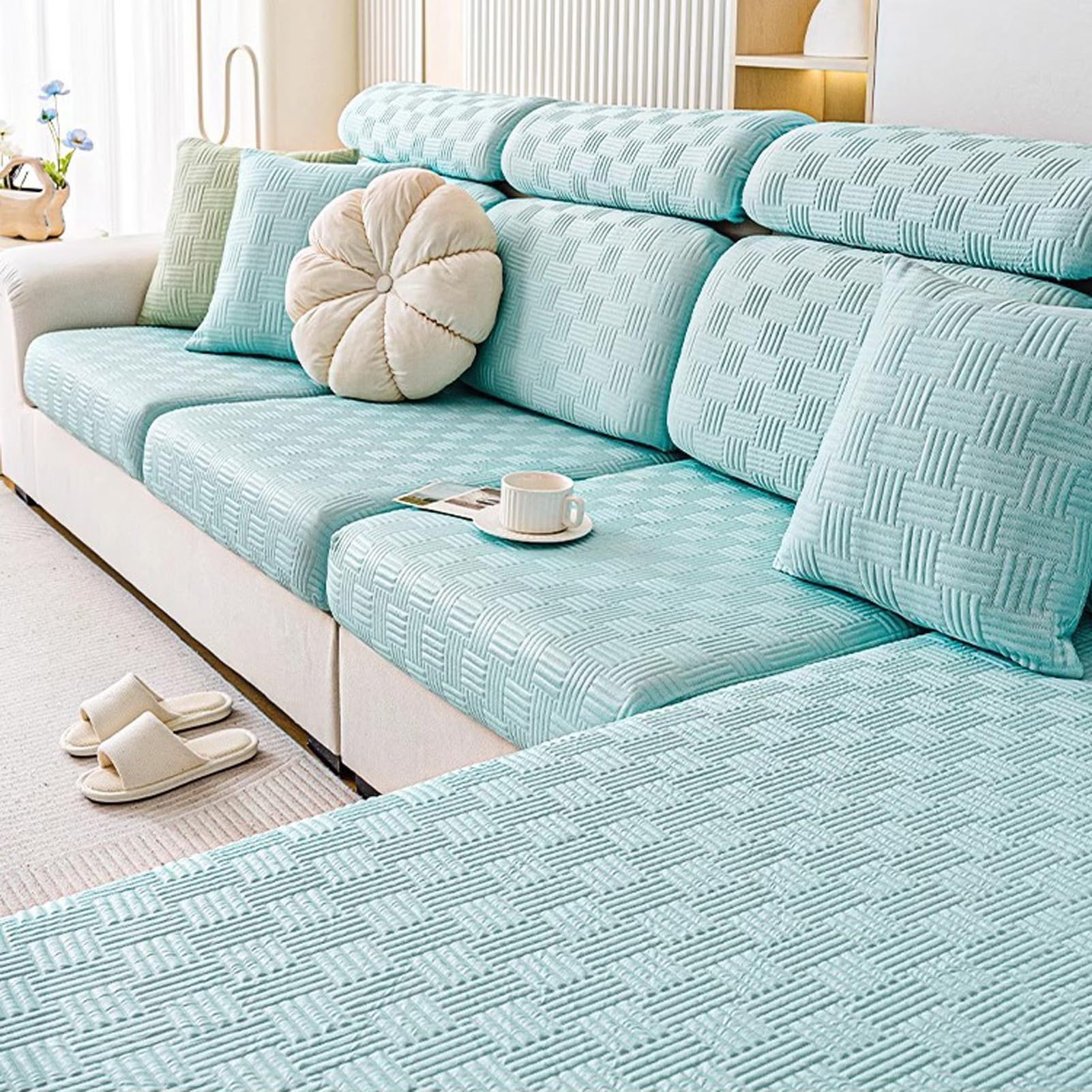 Housse de canape universel elastique soie de glace haute qualite pour mobilier d angle en L
