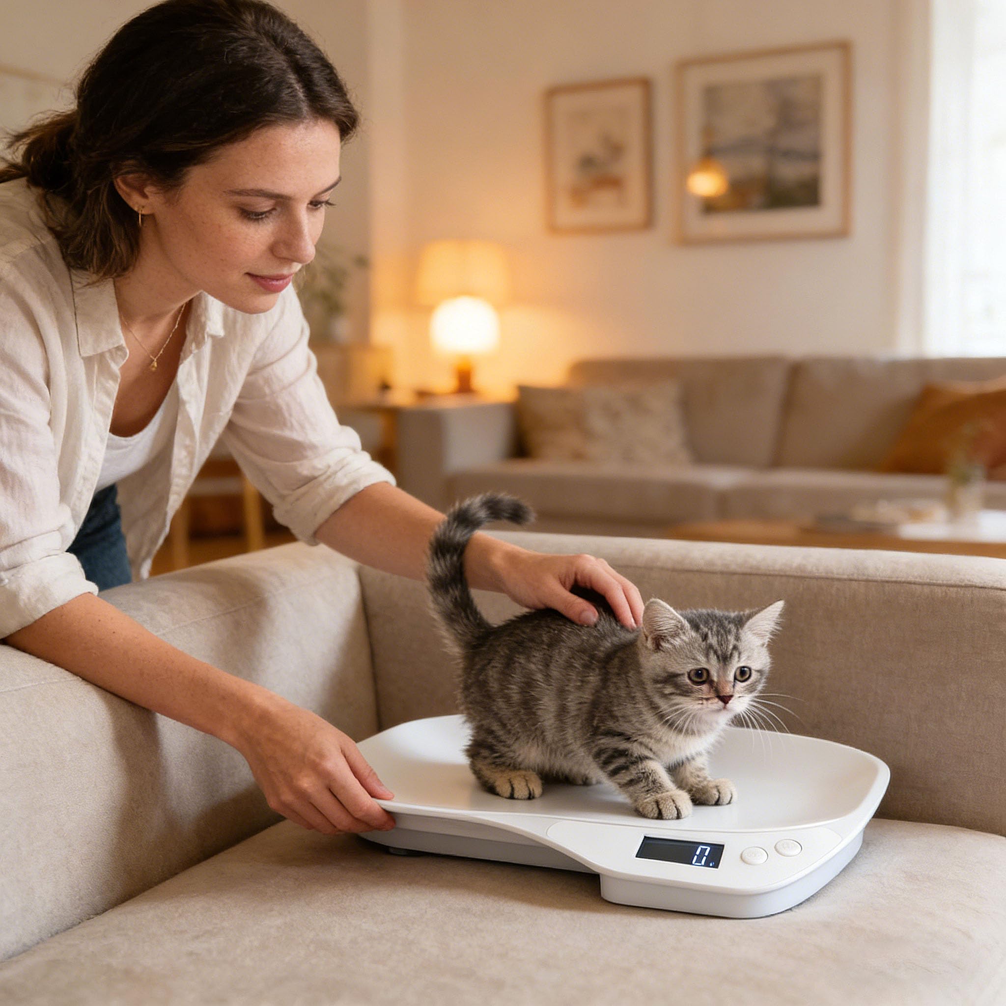 Báscula para animales pequeños, Básculas de 15 kg, balanza digital para mascotas, Mini peso para perros con 4 modos de pesaje (kg/oz/lb/ml) para gatos pequeños, perros, hámster, alimentos, cocina
