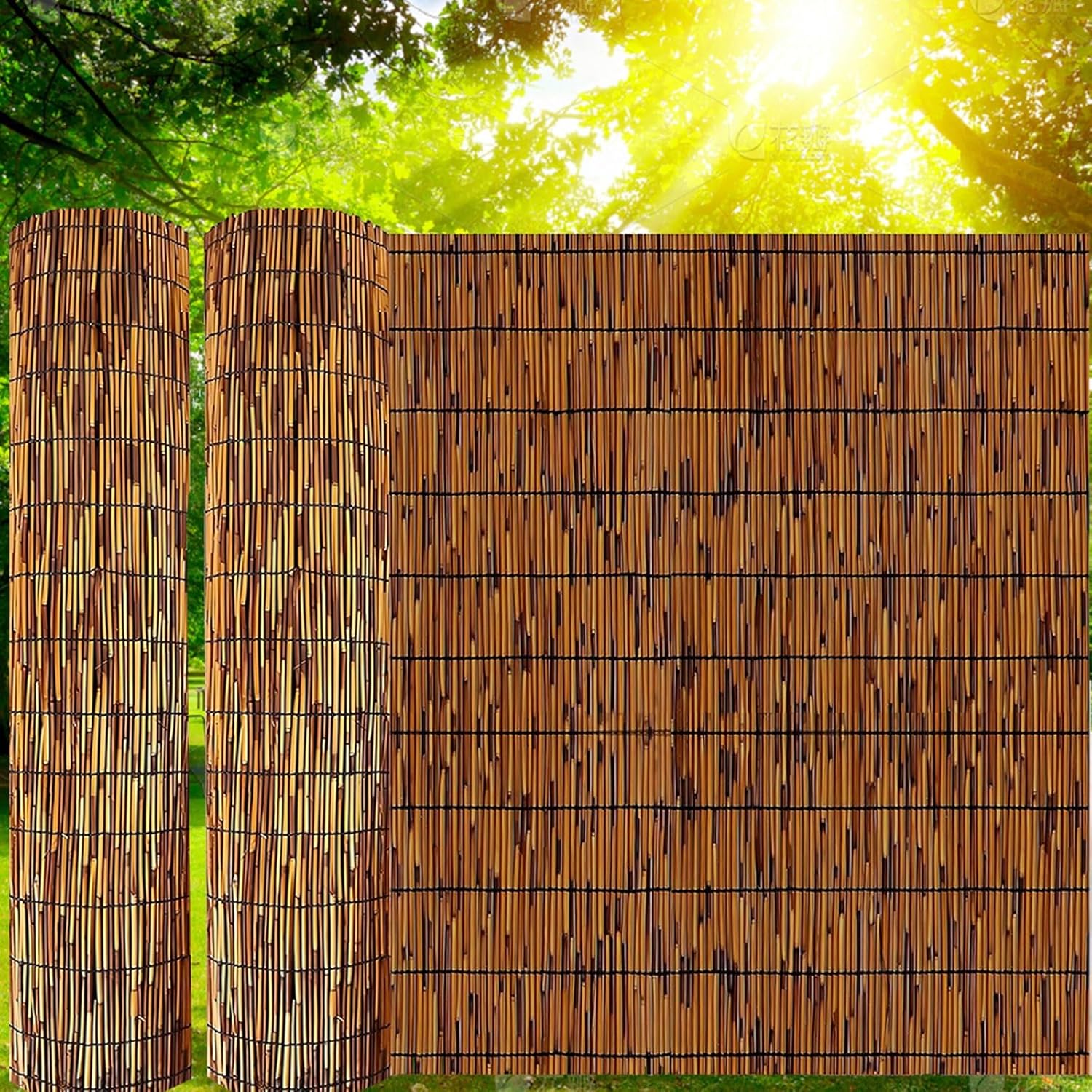 Natural Reed Fencing Rolls Privacy Fence Screen Bamboo Fence Balcony Privacy Screen Fence Reed Screen Curtain Reed Fence for Outdoor Backyard Patio Balcony(3.5x4ft(42.4x48.8in))