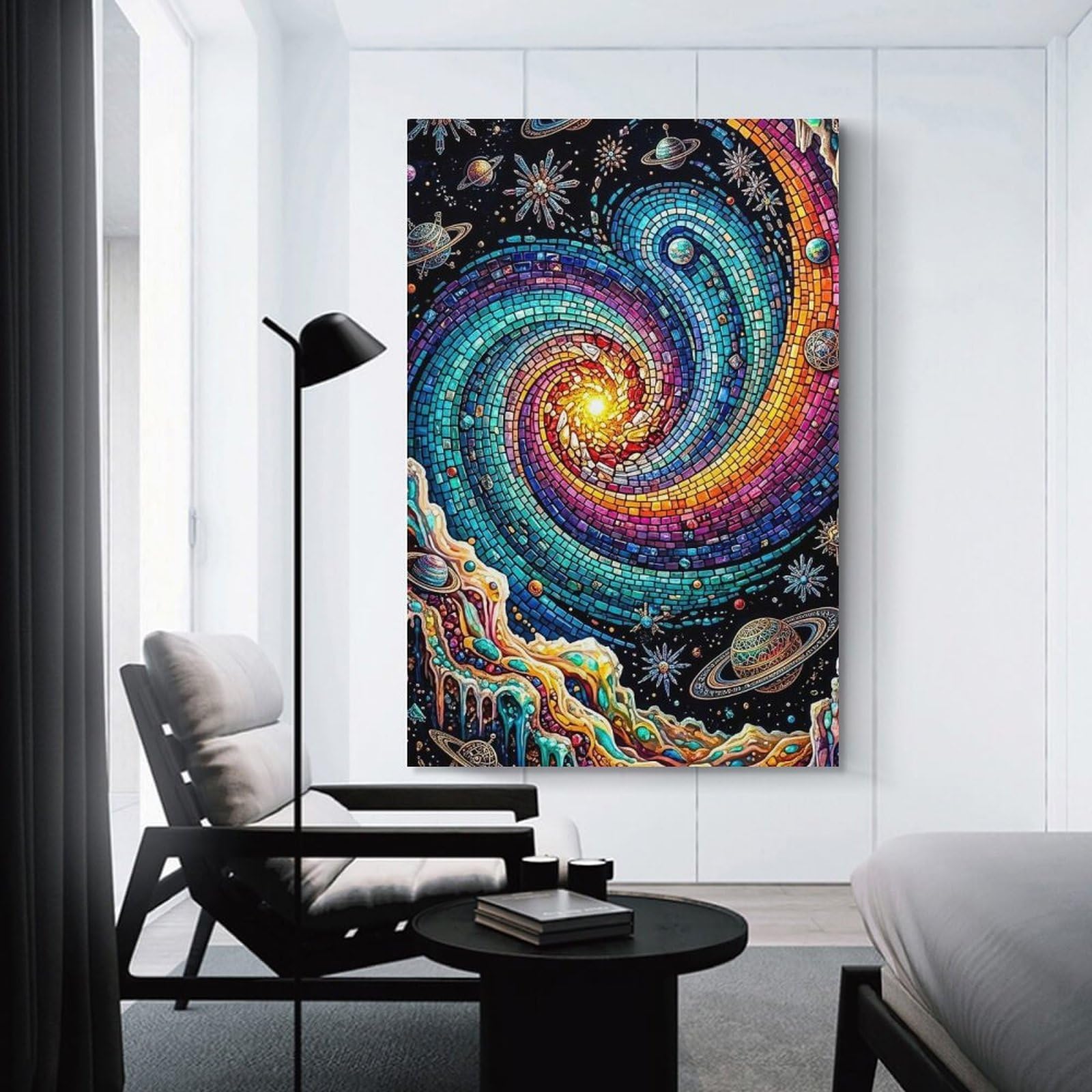 Junmoney Cosmic Swirl Mosaic Home Decor Wall Art, 24x36inch(60x90cm), for New Homes, Bedrooms Or Workspaces, Gift Idea for Housewarming And Birthdays