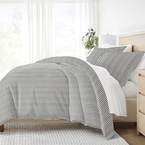 Miniatura 7 de ienjoy Home - Juego de funda de edredón ultrasuave de primera calidad colección Home 3 piezas estampado de vides tamaño King gris