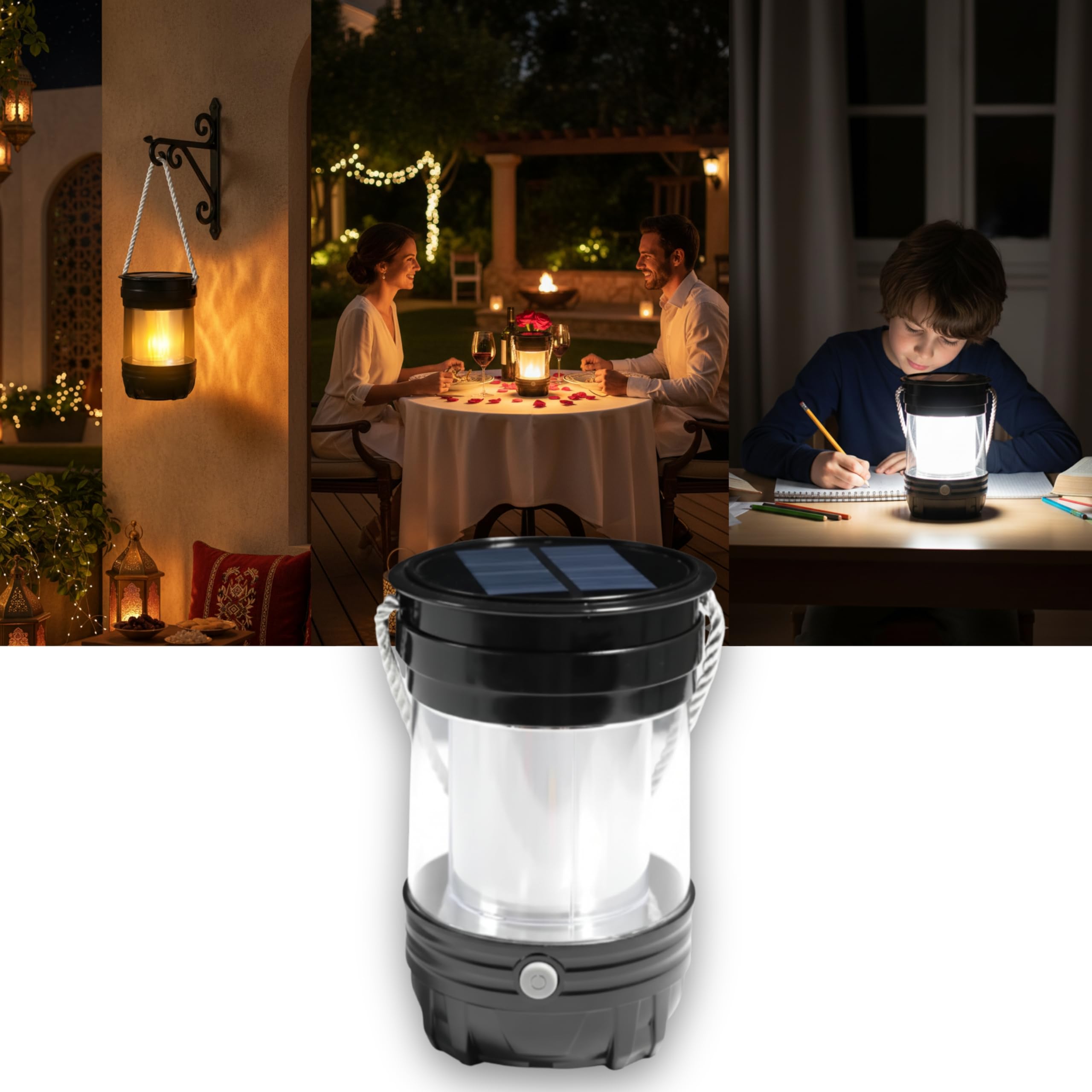 Homehop Solar Light Outdoor Home Garden Decorative Rechargeable Table Lamp | Solar Garden Light Flickering Flame Waterproof LED Decoration for Balcony, Patio, Travel and Indoor Use (ABS)