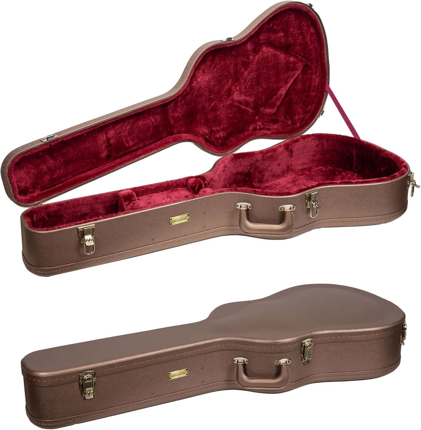 Crossrock Wooden Dreadnought Acoustic Guitar Case for Gibson J-45 / Martin D-Style | Chocolate Brown Finish, Burgundy Velvet Interior & Lock – Designer Series(CRW520DCB)
