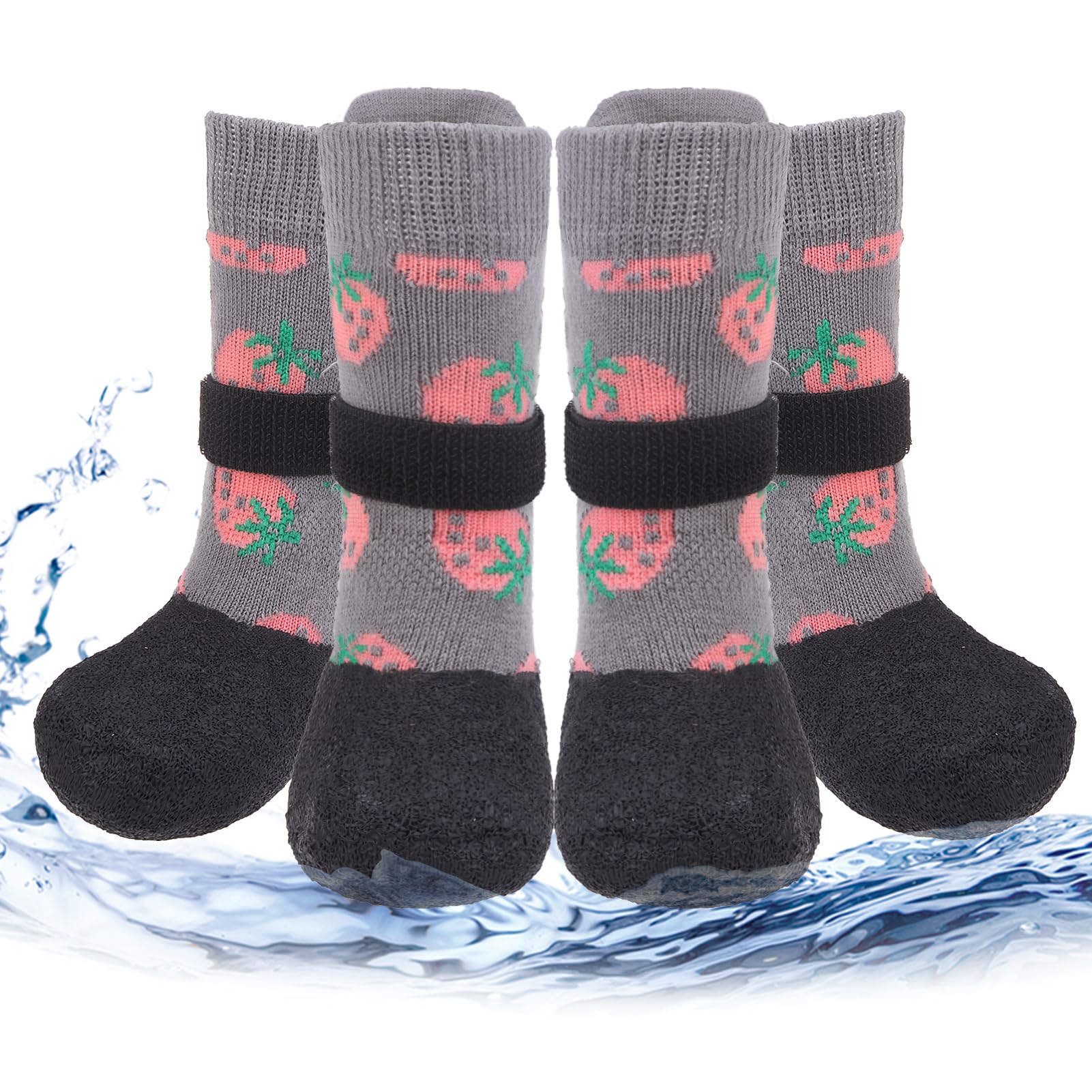 PUPTECK Anti Slip Dogs Shoes for Hot/Cold Pavement, Senior Booties, Rubber Boots & Paw Protectors for Small Medium Large Size Dogs to Prevent Licking,