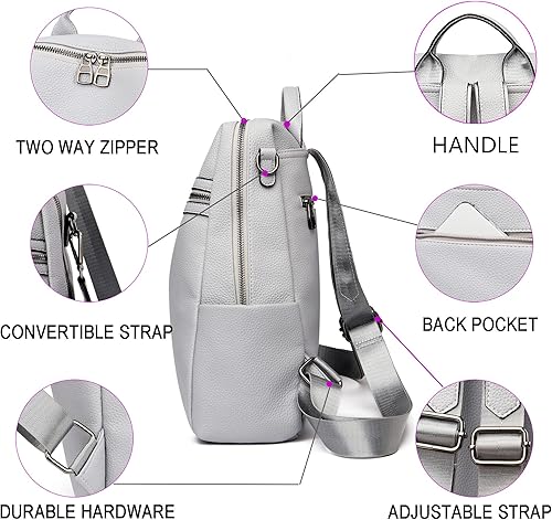 Miniatura 4 de Bolso tipo mochila para mujer, de cuero auténtico, de moda, de hombro convertible, bolsa de viaje, mochila para mujer, S, Mochilas Daypack Fashion,