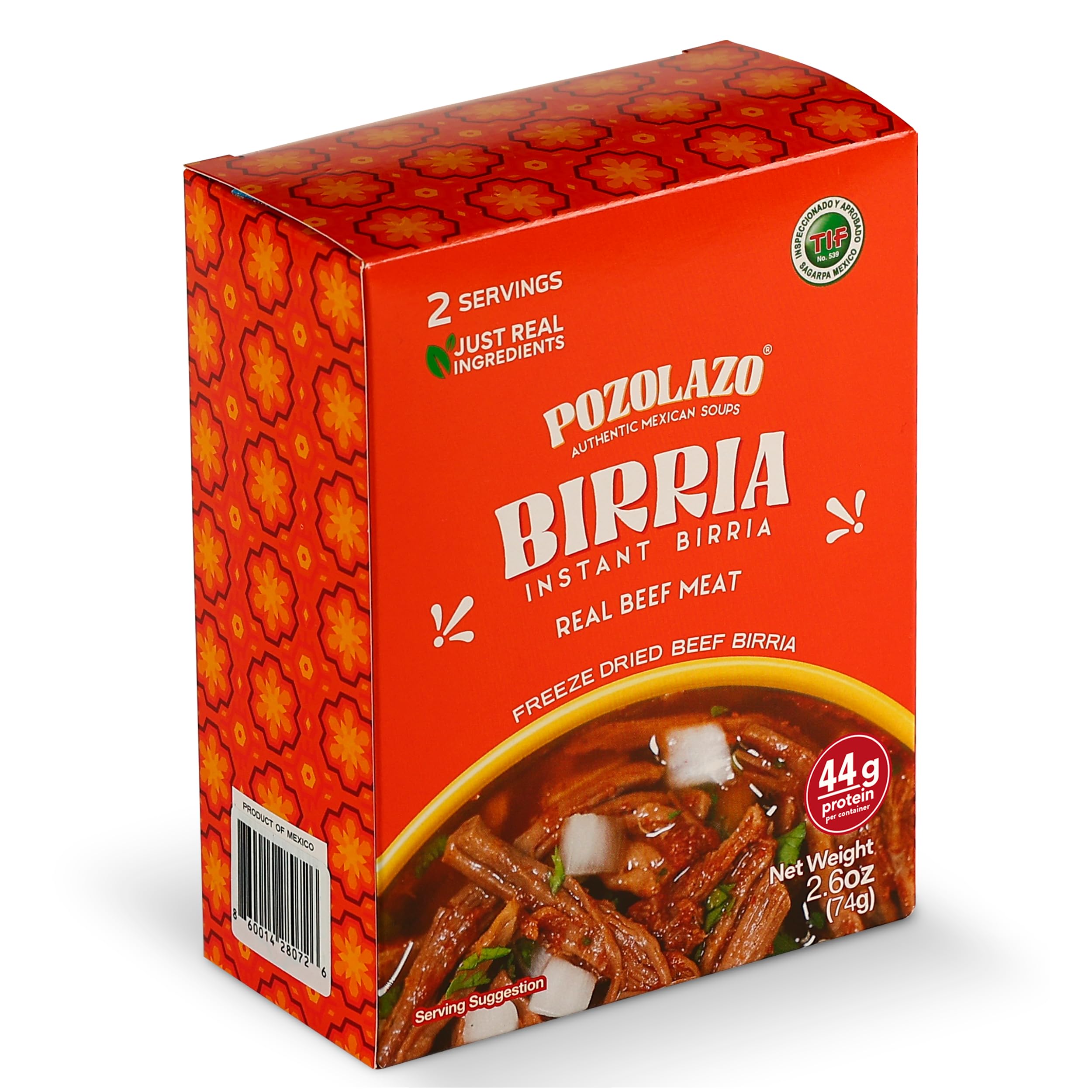 POZOLAZO | Instant Birria Soup | Mexican Beef Stew | Real Freeze-Dried Meat | 2-Serving Box | Authentic Red Chile Broth & Spices