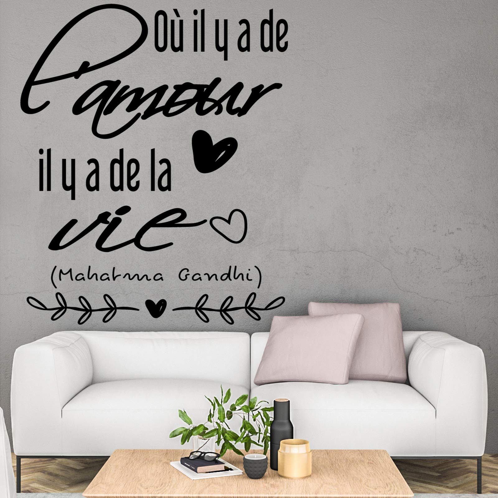 Docliick Wandaufkleber "Où Il Y A De L'amour" – Französischer Spruch, Wiederverwendbar, Einfach Zu Entfernen