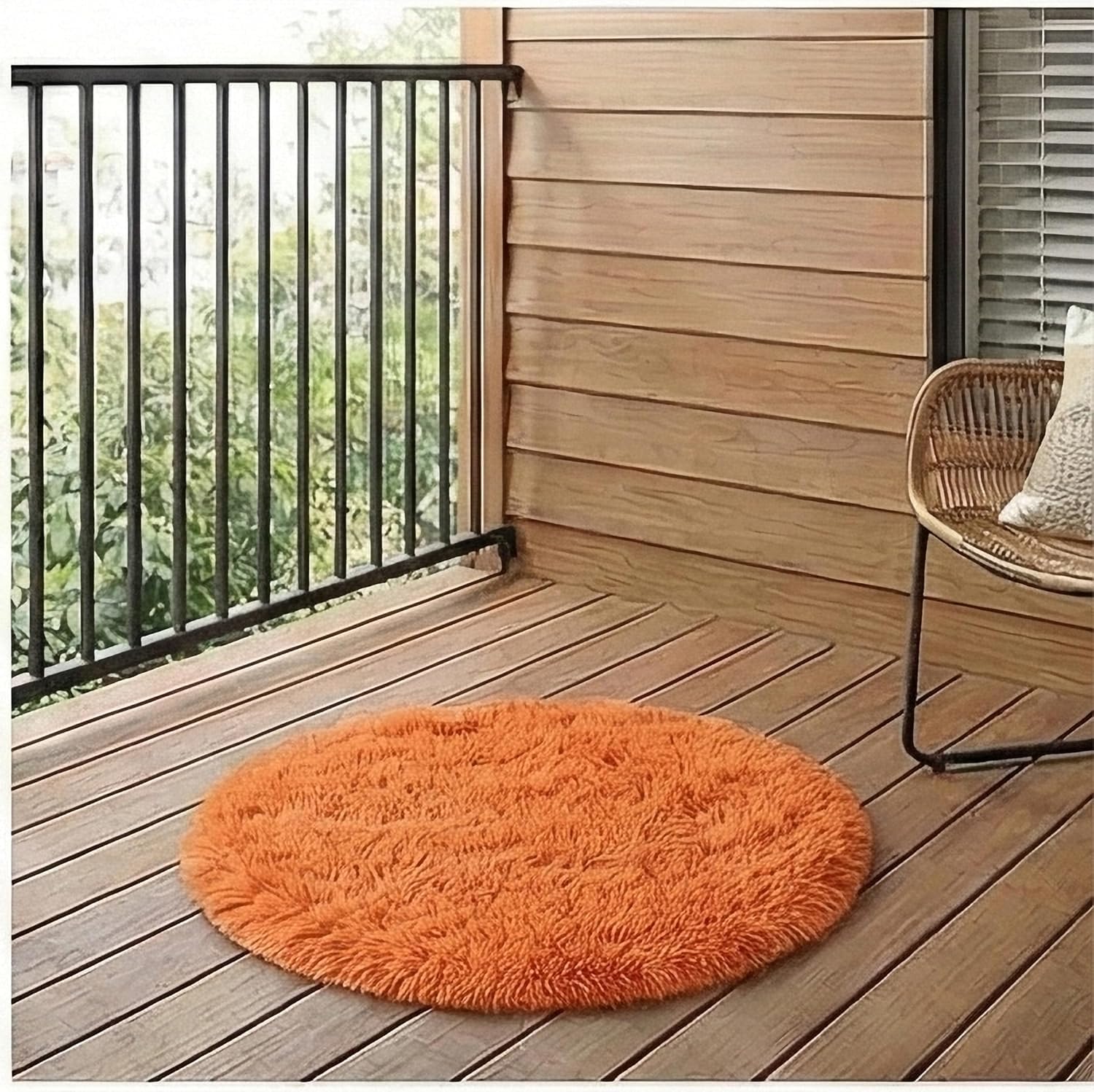 Premium Round Shaggy Carpet with Anti Slip Grip & Luxury Soft, Fluffy Area Rug with Cozy Look for Rooms, Kitchen, Kids Rooms, Beauty for Every Space (Orange, Size-2x2 Feet)-image-17