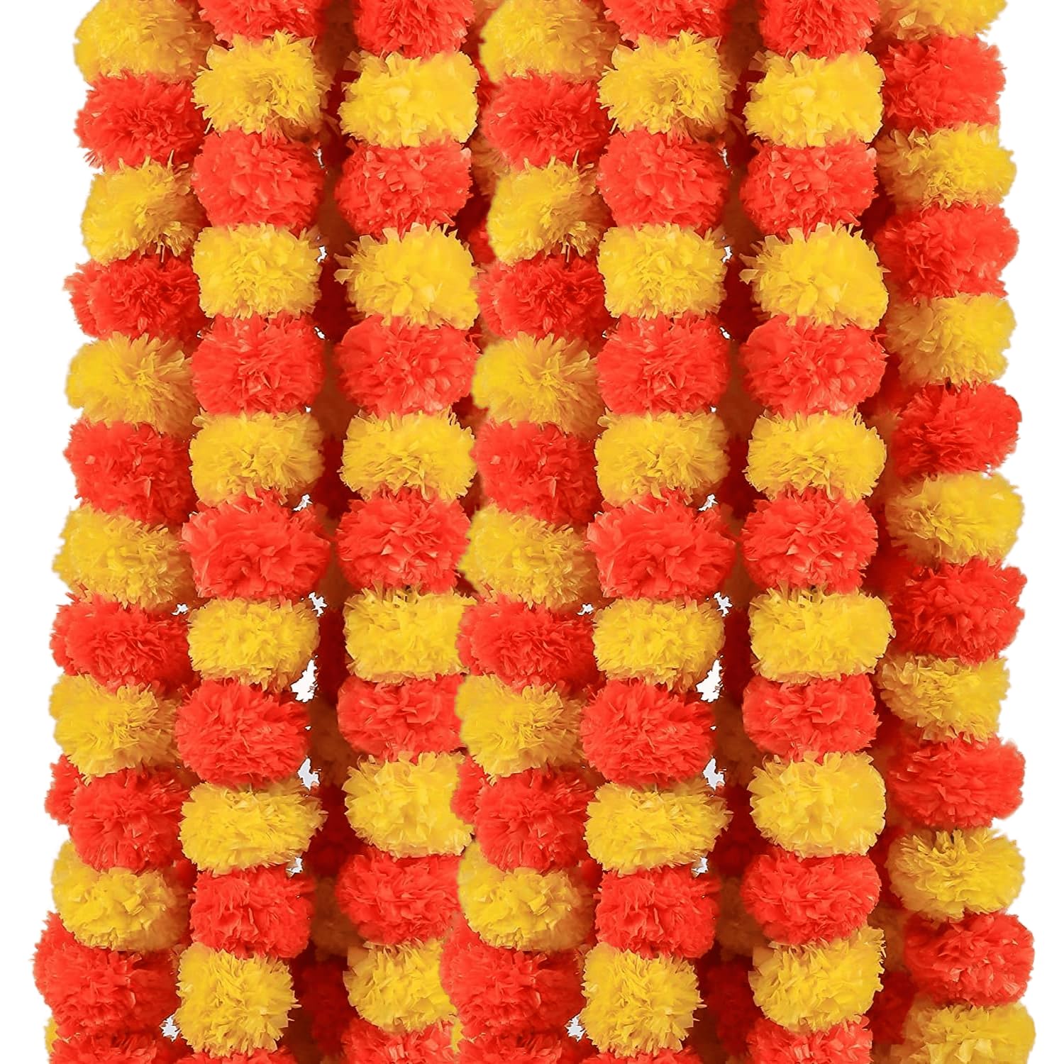 DRYPHON Artificial Flowers for Decoration, Marigold Garlands Home Decor Items, Diwali Decoration Items for Home Decor, Ganpati (Multicolour, Pack of 10) 10CM