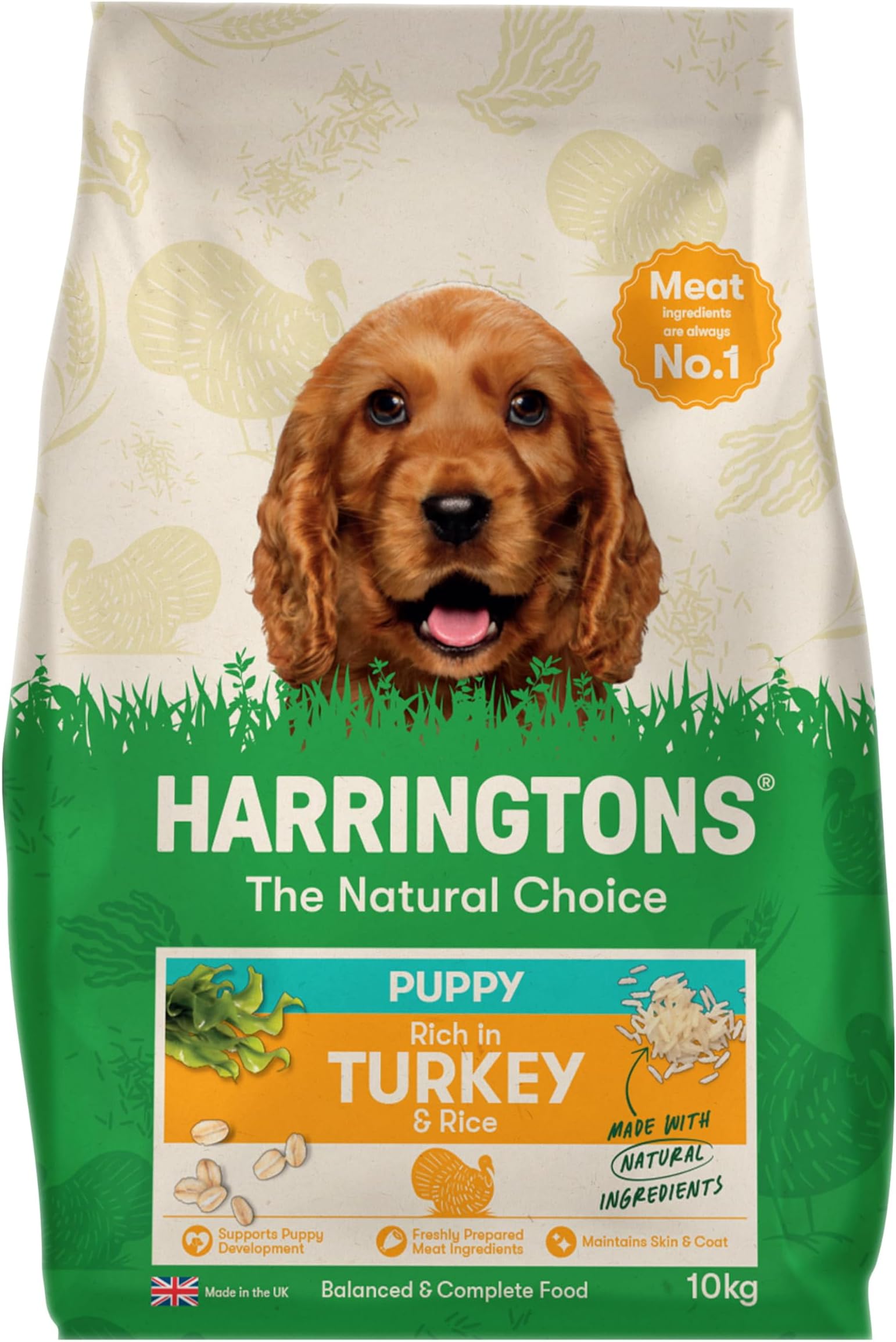 Harringtons Complete Dry Puppy Food Turkey & Rice 10kg - Made with All Natural Ingredients (Packaging may vary)