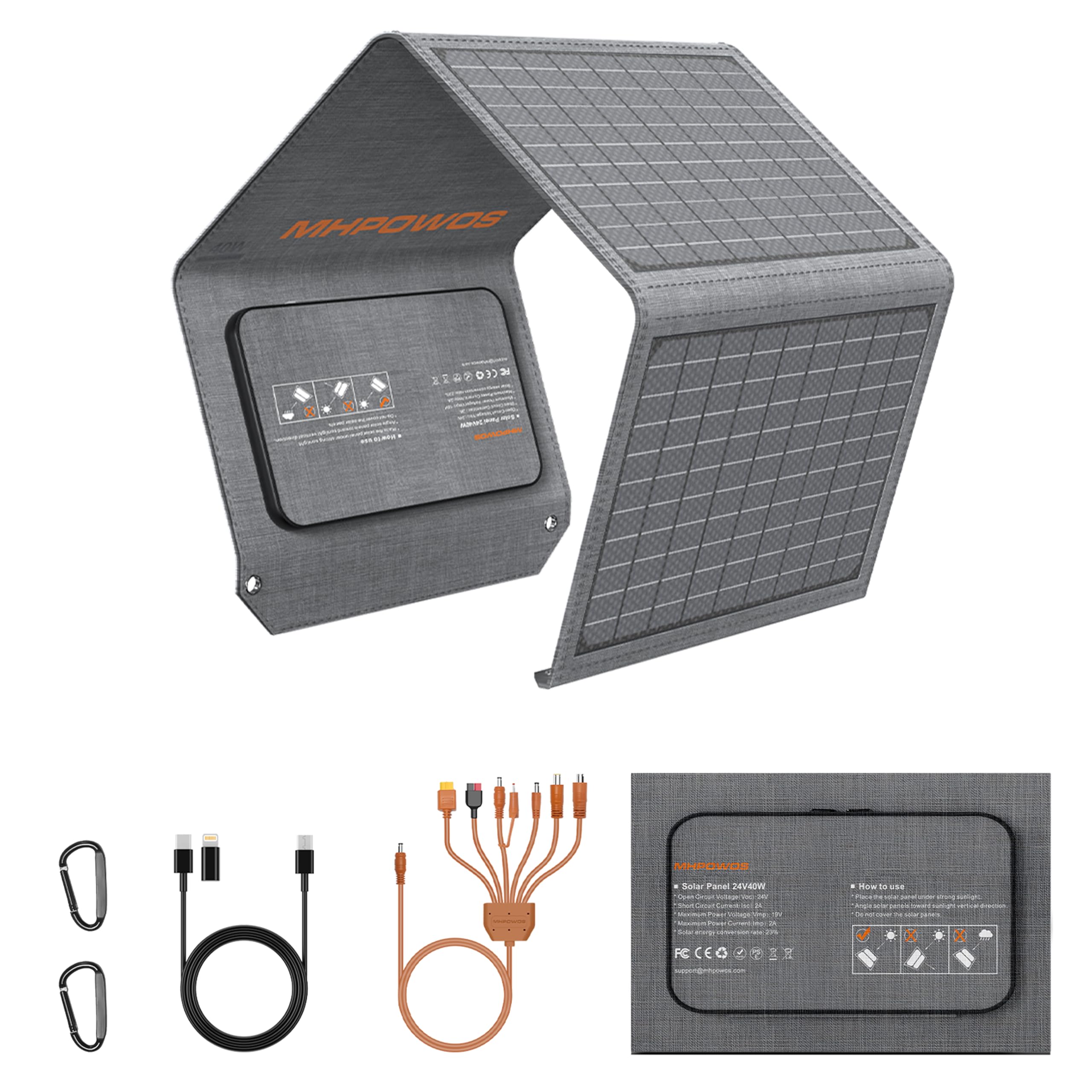 Panneau solaire pliable 40W pour alimenter une station d'alimentation