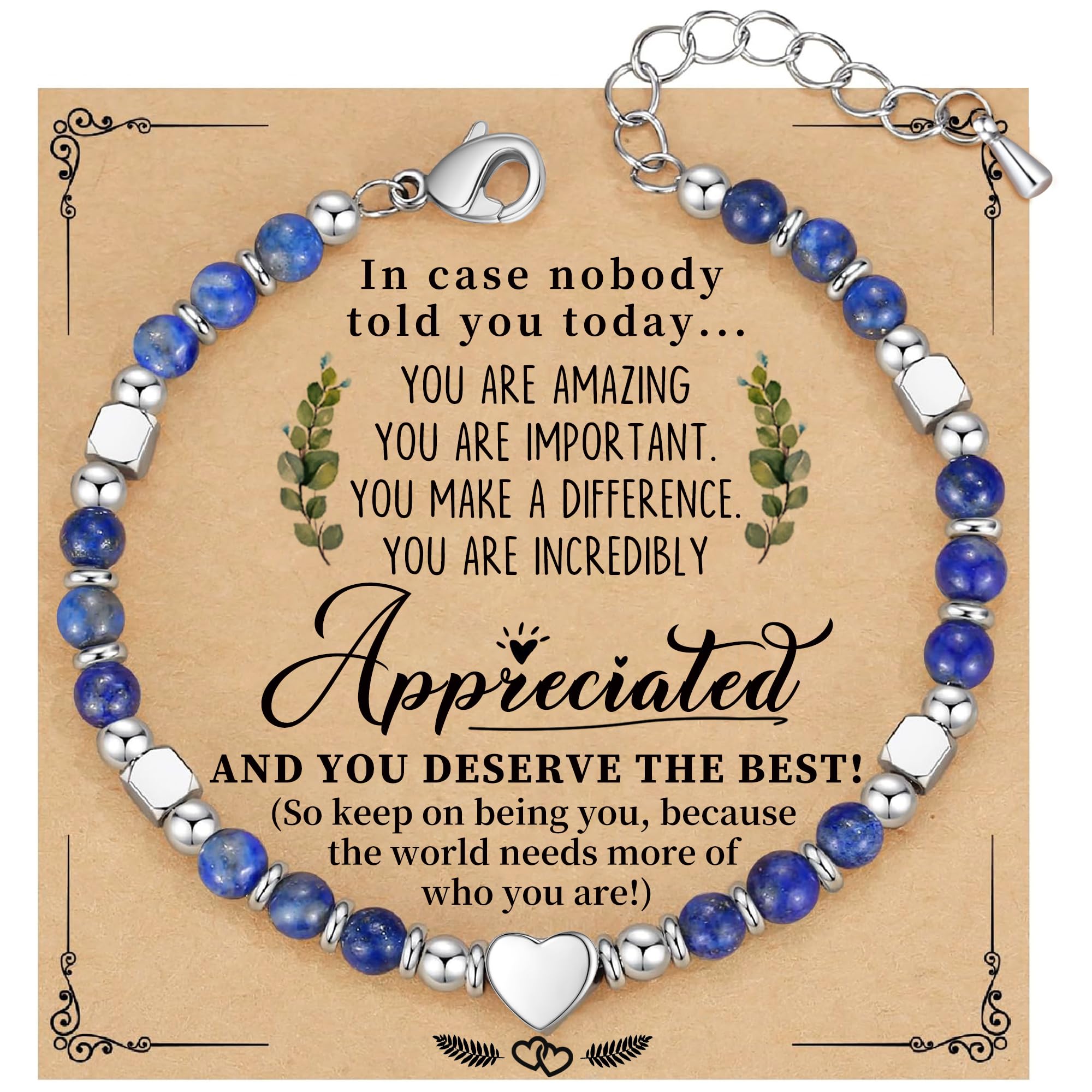 Inspirational Bracelets for Women, Cool Employee Appreciation Gifts Heart Charm Bracelet Inspirational Gifts for Women Coworkers Friends