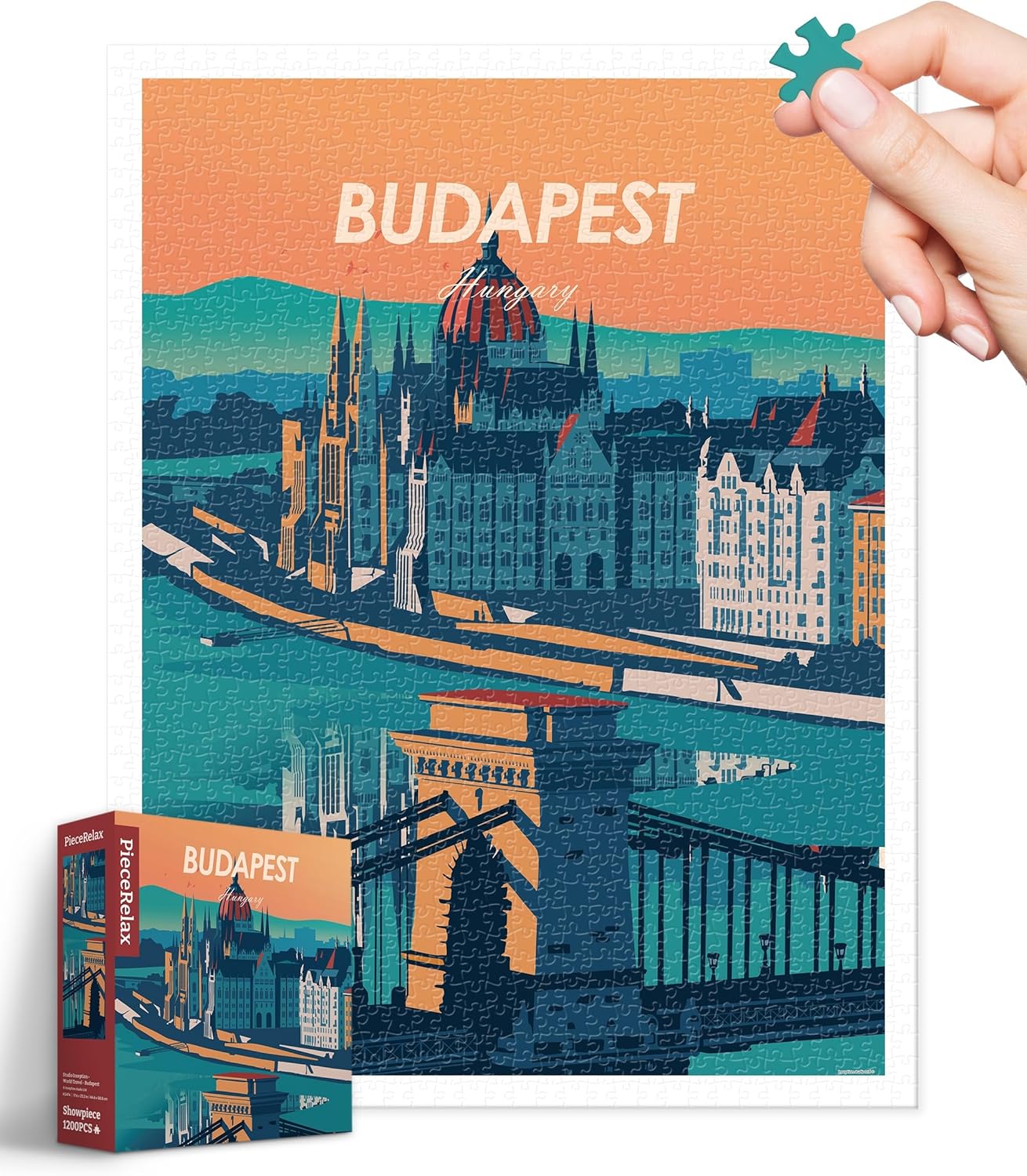 PieceRelax Plastic Jigsaw Puzzles for Adults 1200 Pieces Studio Inception - World Travel - Budapest Most Satisfying Table Games and Gifts No Puzzle Mat Required [H3474]