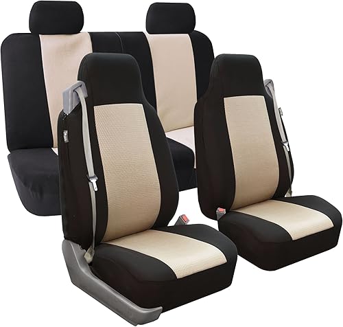 FH Group Fundas de asiento de coche de tela plana multiusos, ajuste universal, juego completo, lavable, se adapta a la mayoría de automóviles,