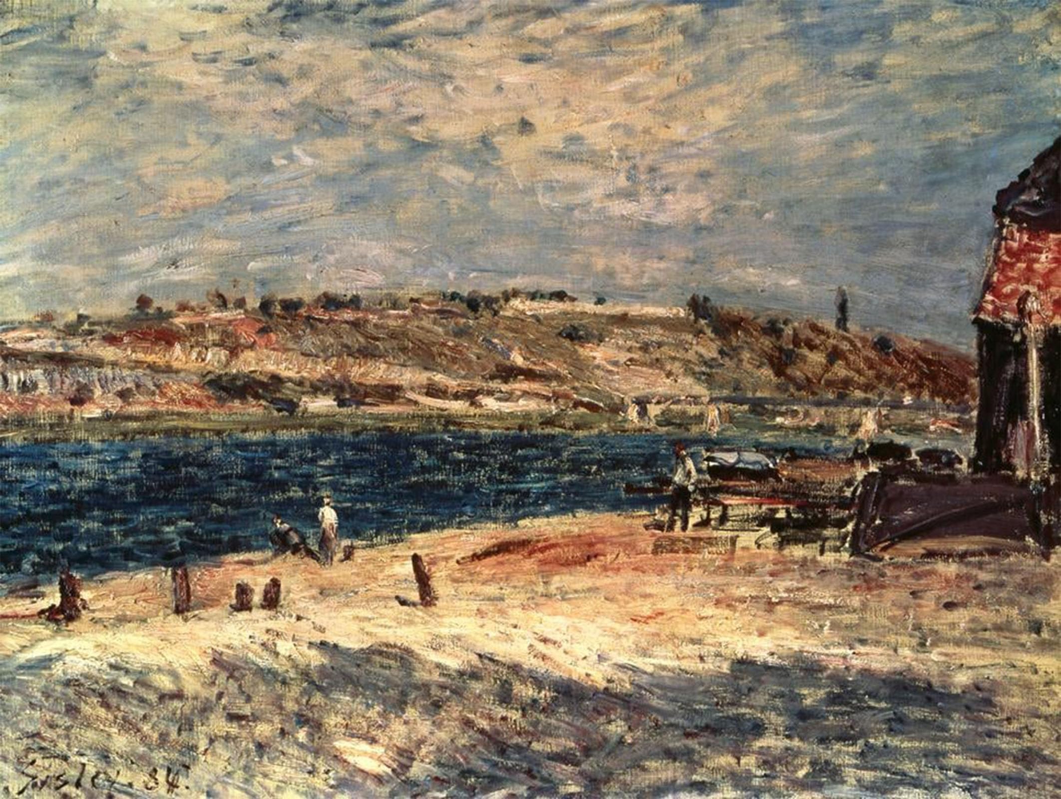 ARTXLXXBN Famous Painting Canvas Artwork Graffiti Print River Bank in Saint Mammes by Alfred Sisle Portrait Canvas Image for Home Decor 60x90cm