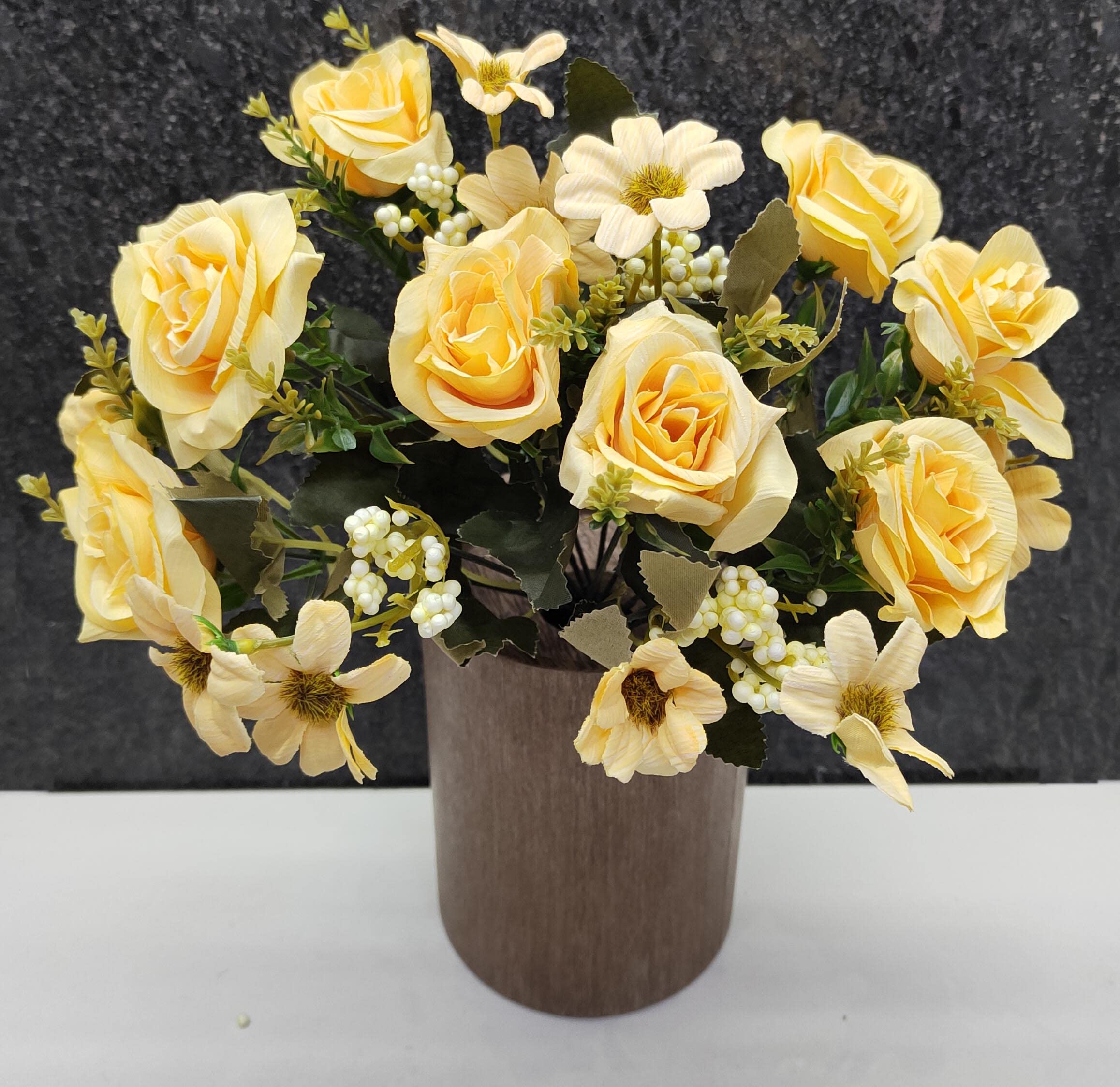 Olive Trees Artificial Flowers Rose Bunches for Home Decor 10x10x28 cm VASE NOT Included* (Peach)