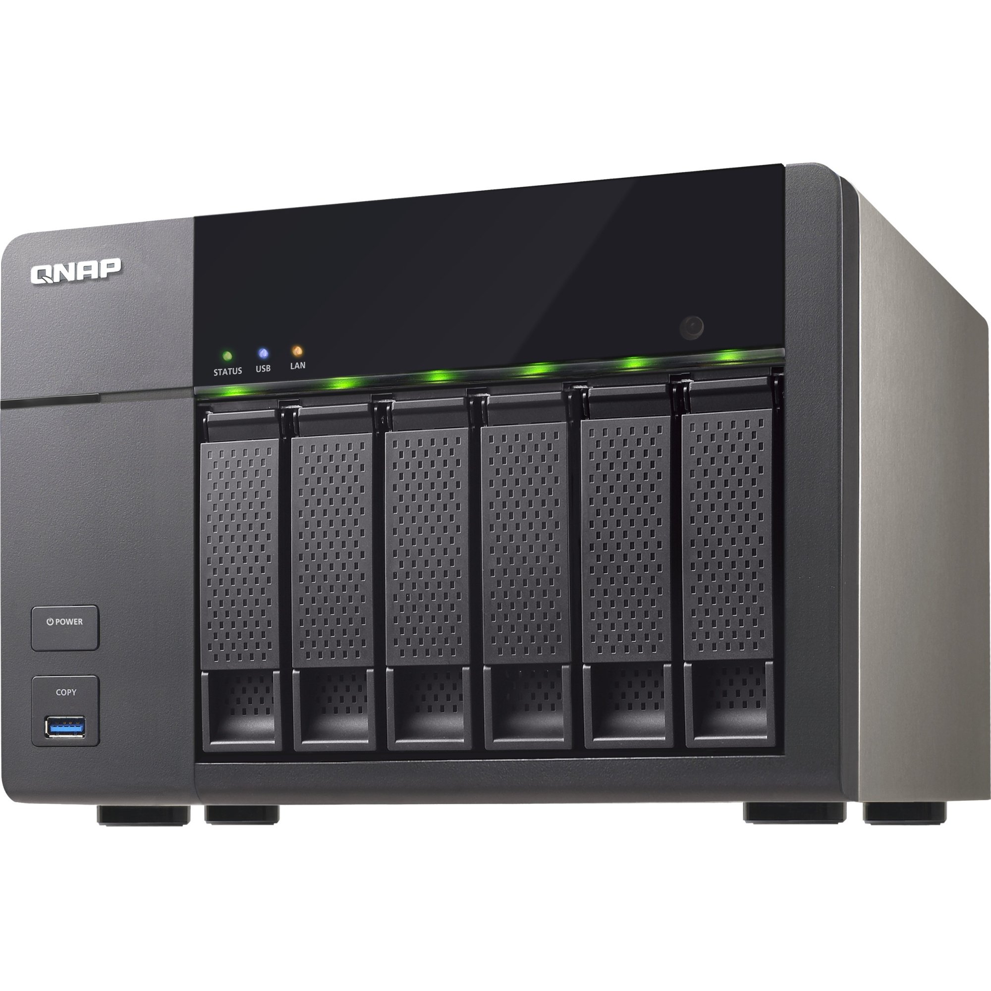 QNAP - TS-651 -Serveur de Stockage en Réseau NAS pour Six Disques Durs, Processeur Dual Core Intel Atom 2.41GHz, USB 3.0, HDMI,Châssis Vide