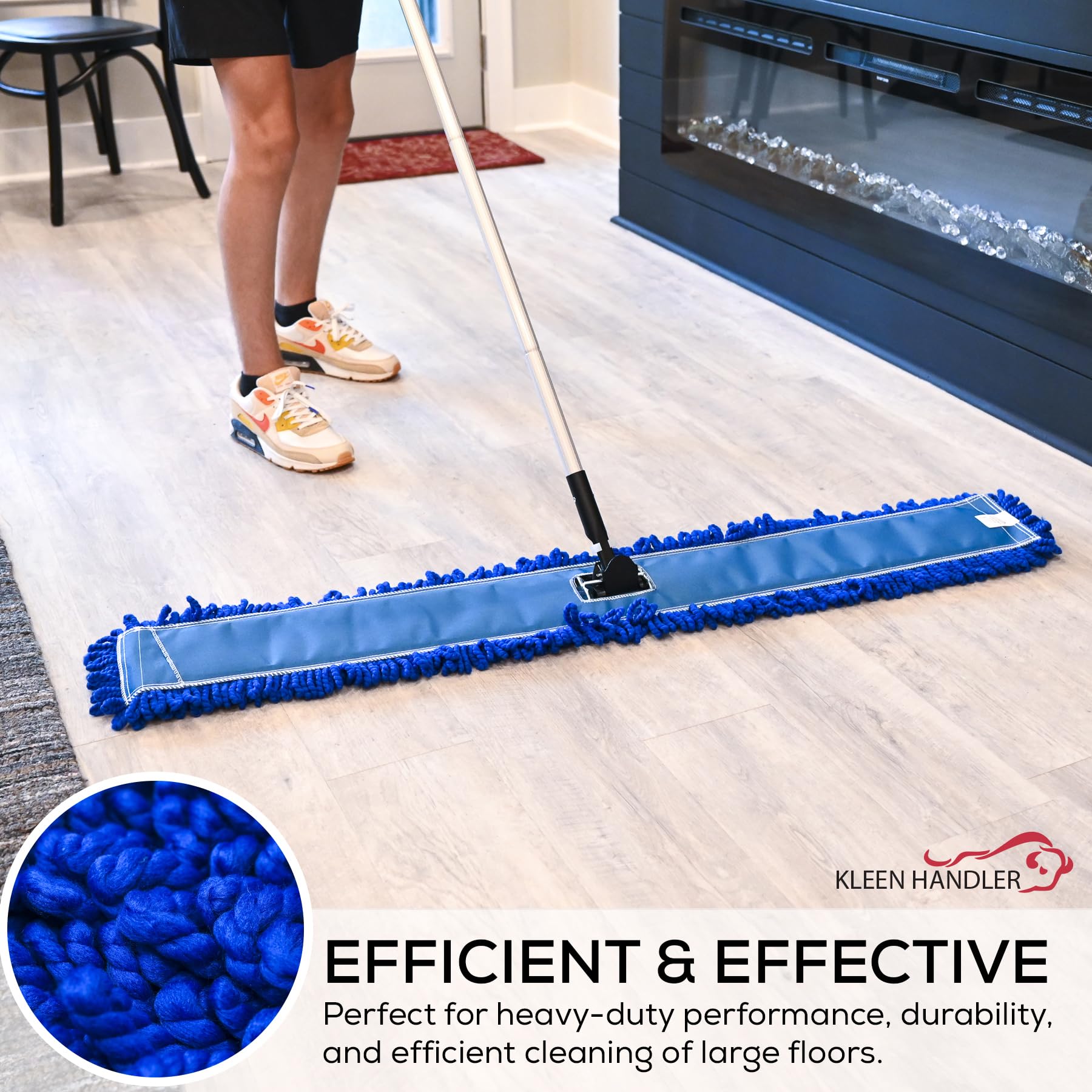 Kleen Handler Mopa antipolvo de microfibra de 48 pulgadas | Repuesto de cabezal de fregona comercial lavable extra grande, paquete de 3