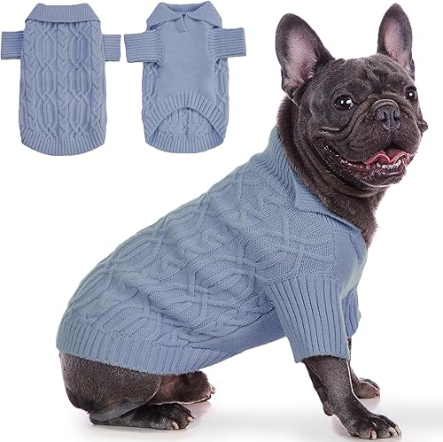 Poifzew Suéter de forro polar plegable para perro, ropa clásica para mascotas, bonitos suéteres de punto para perros pequeños, niñas y niños,