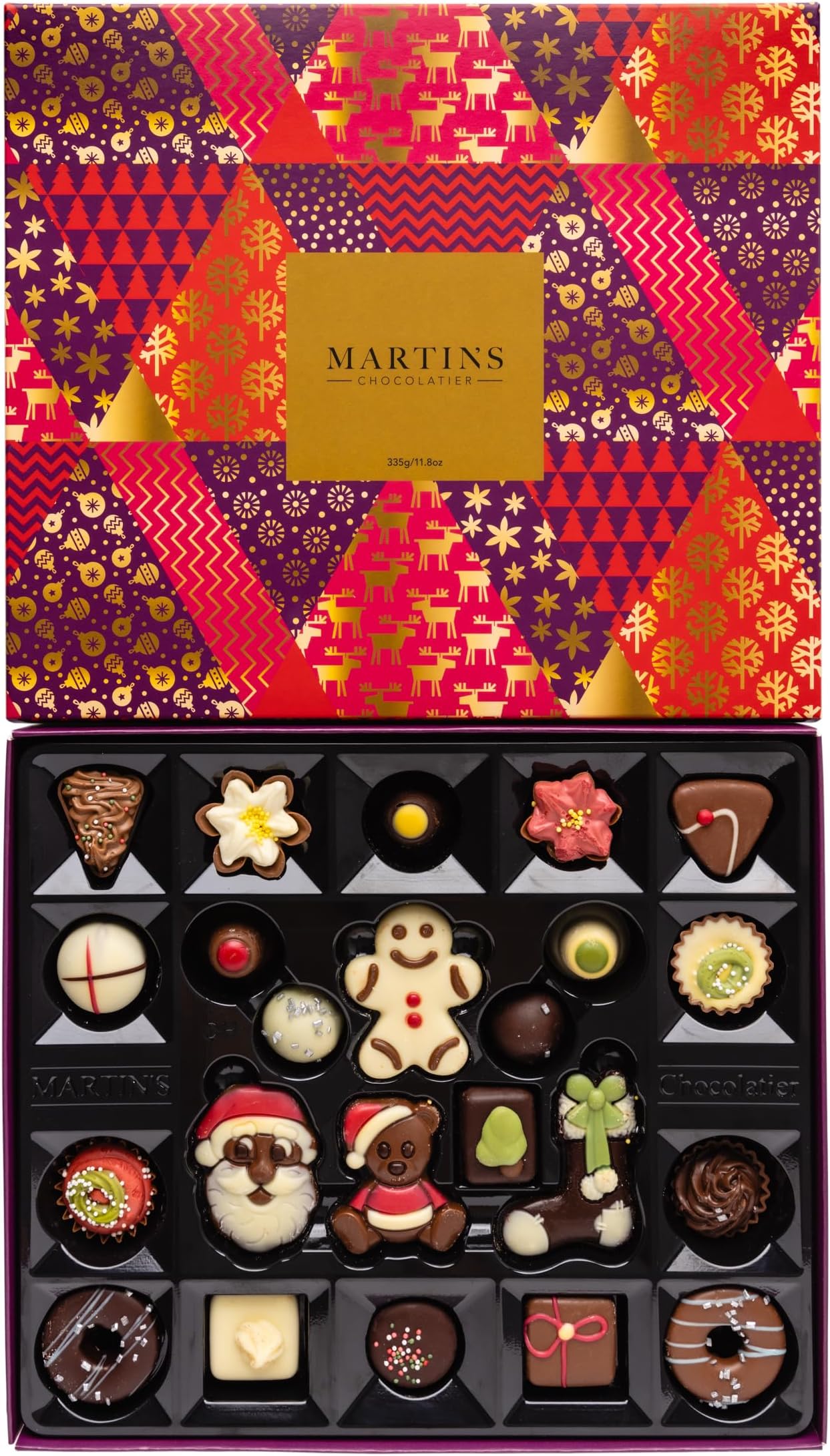 Martins Chocolatier Christmas Chocolate Ballotin (335g) | Christmas Chocolate Assortment | Christmas Chocolate Gift Box | Stocking Filler