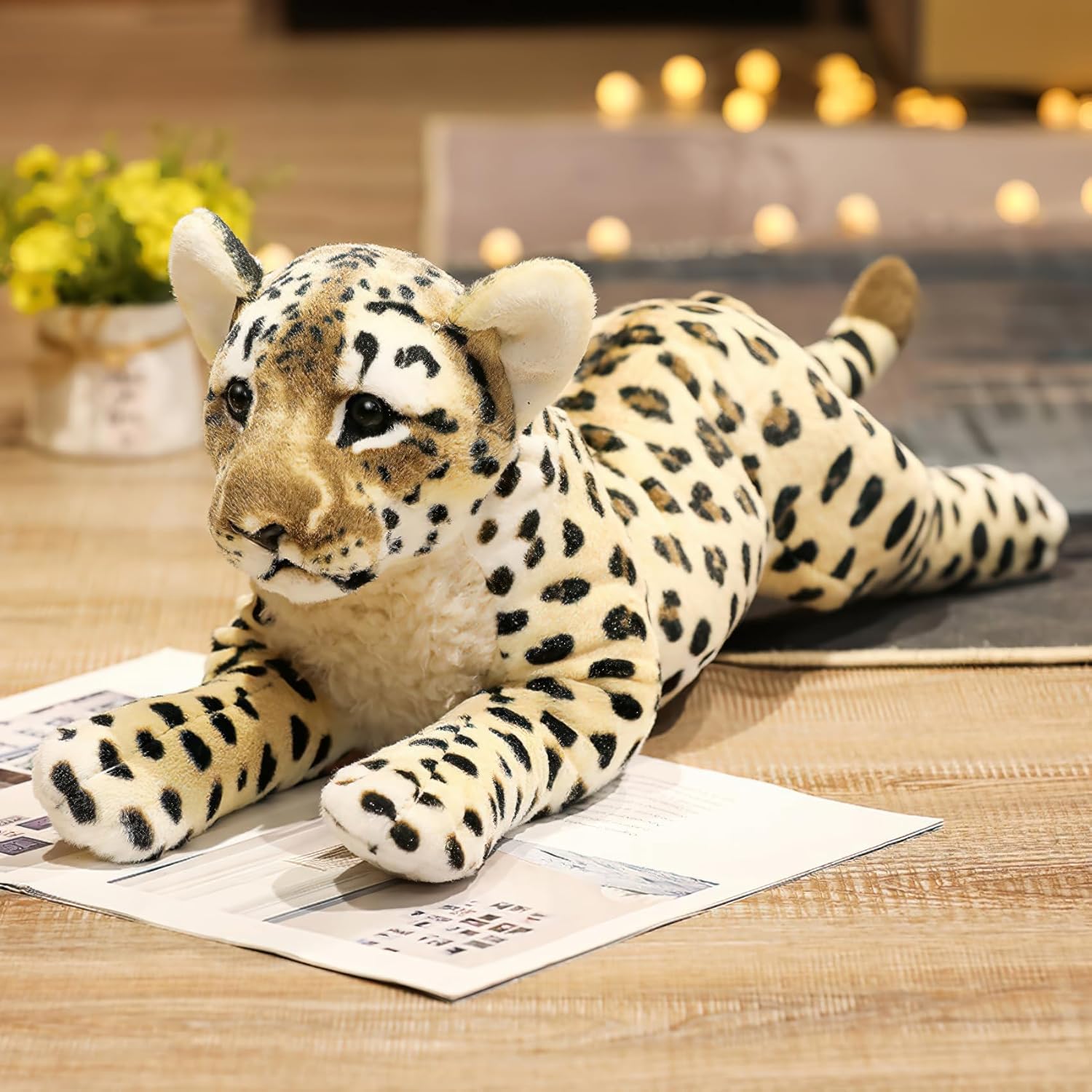 Cheetah Stuffed Animal, 23.6" Large Leopard Stuffed Animal Cheetah Stuffy Big Leopard Plush Toys Cute Realistic Stuffed Animals Jaguar Plush Birthday Easter Gift for Girls Boys