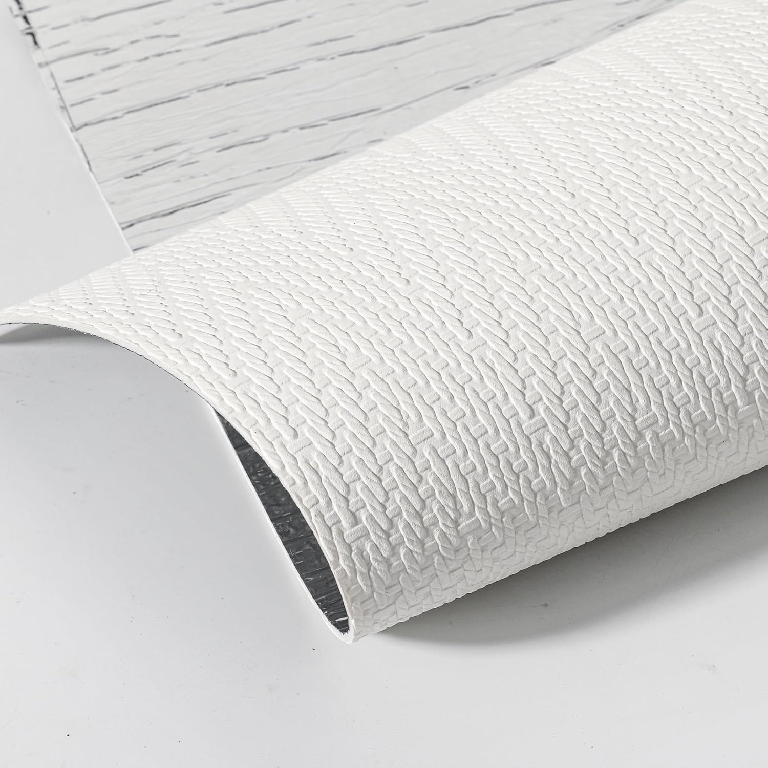 Haimin Wall Panels Peel and Stick PVC Wall Panels 10 Pieces 23.6x11.8in (19.4 Sq. Ft. Coverage) Lightweight Textured Grasscloth Look Tile Ideal for Kitchen Bathrooms Living Rooms Bedrooms White-1101