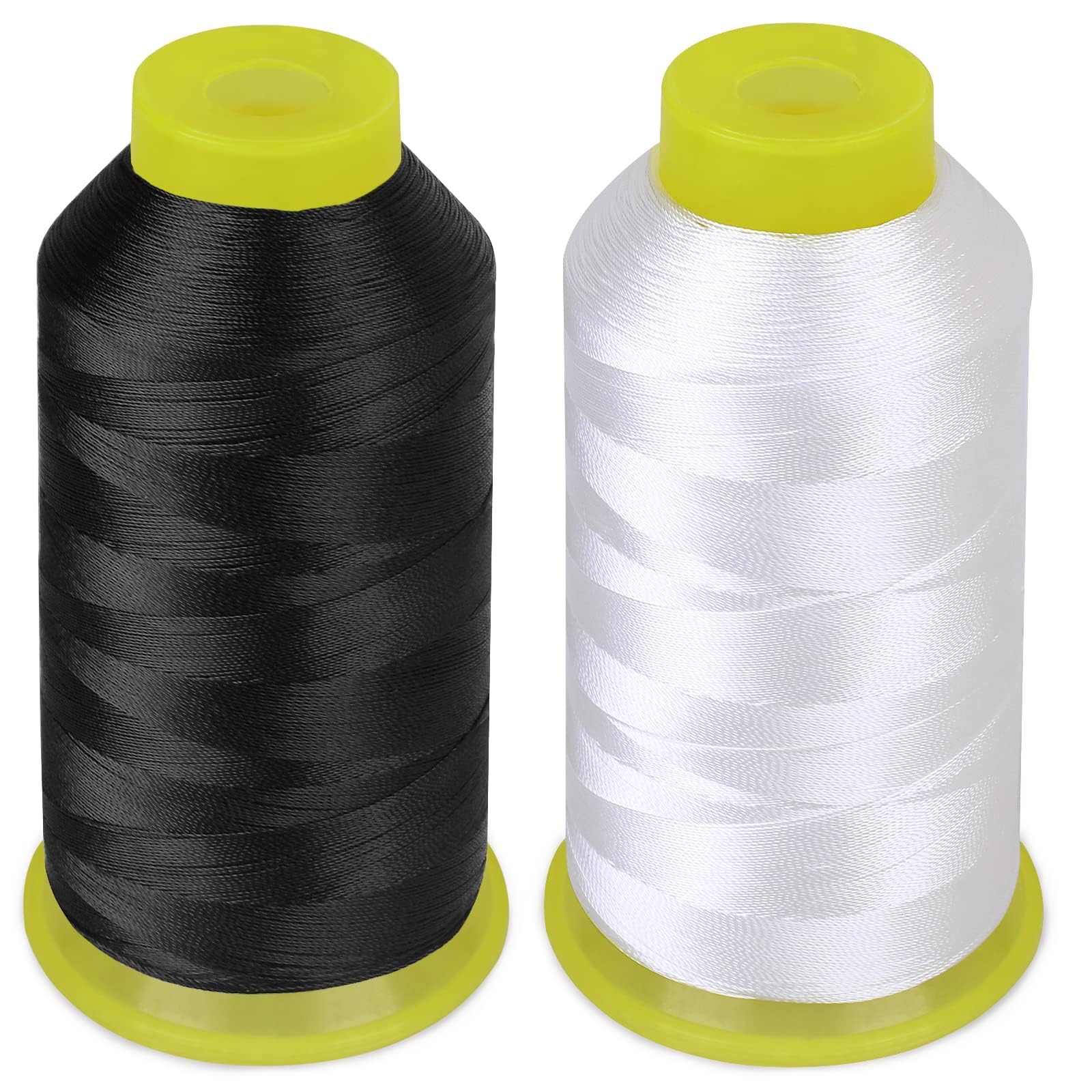 2 Roll Polyester Thread, Heavy Duty Thread, 1500Yard/Reel 210D/3 Nylon Sewing Thread for Weaves, Sewing Thread for Upholstery, Outdoor Market, Drapery, Leather, Beading, Crafts (Black and White)