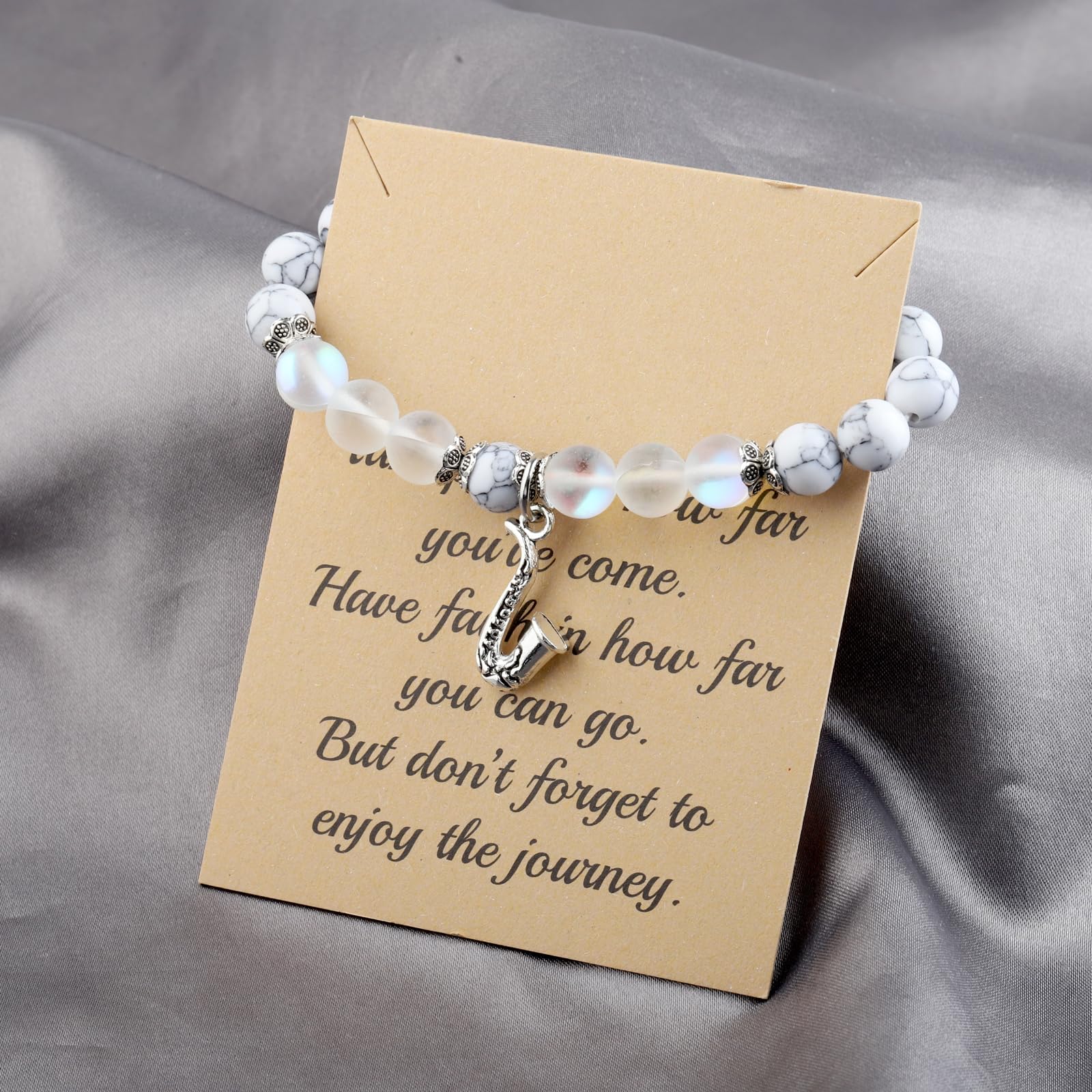 FUSTMW Saxophone Pendant Bracelet Saxophone Lover Gifts Alto Sax Bracelet Musical Instrument Jewelry Graduation Gift Music Student (saxophone br)
