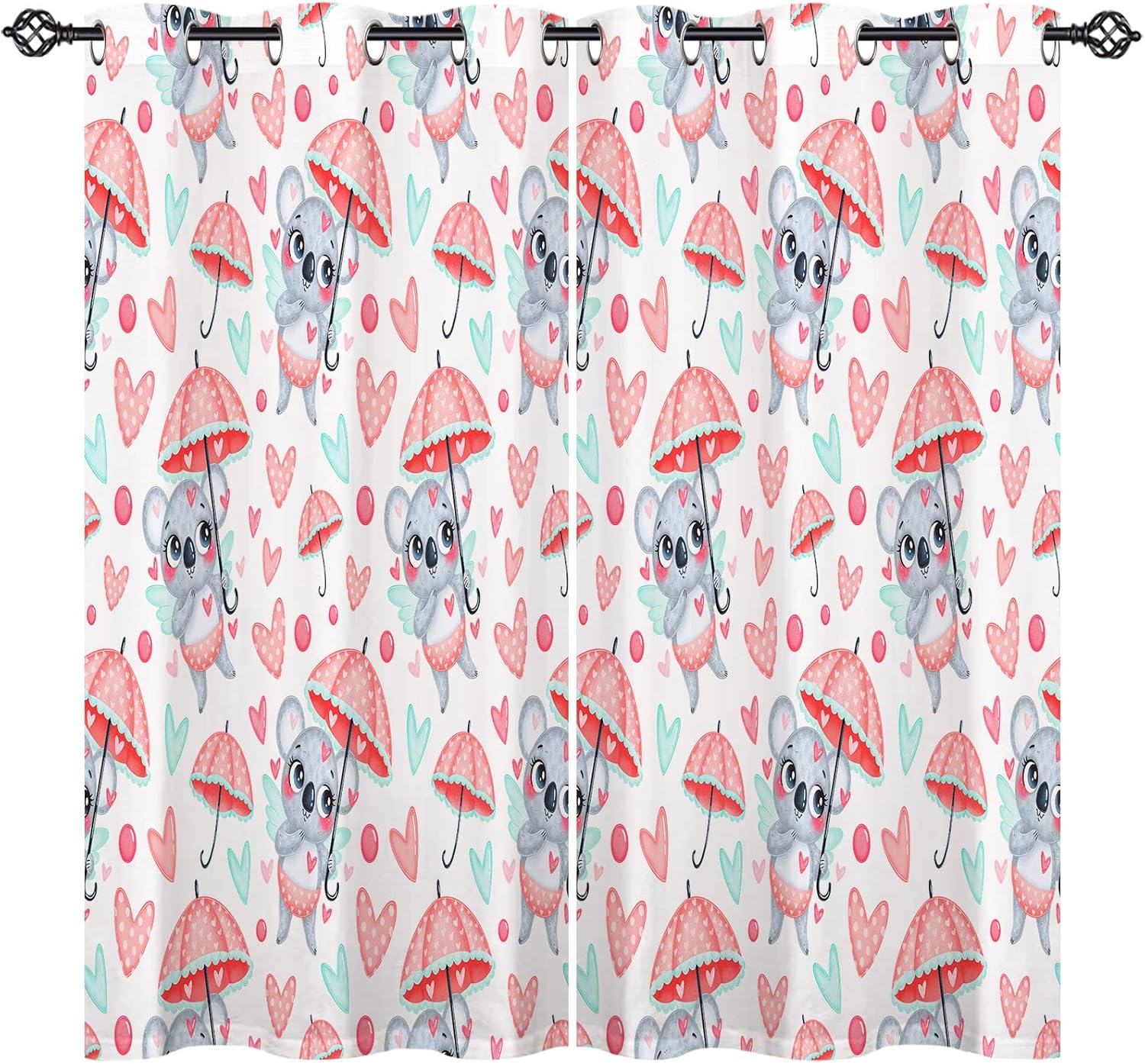 ANHOPE Koala Curtains Eyelet Ring Thermal Insulated Cute Cartoon Animal