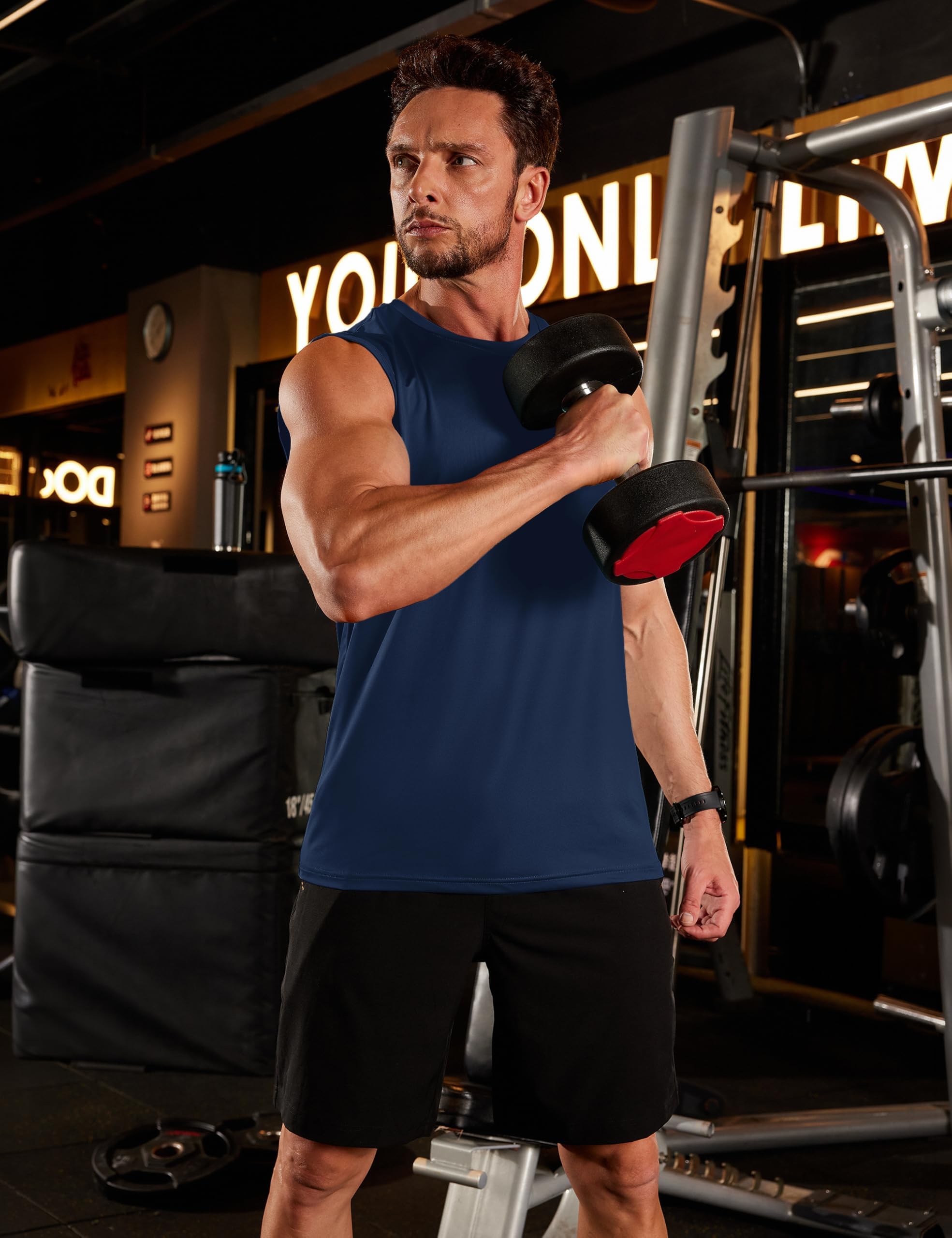 TACVASEN Débardeur sans Manches pour Hommes pour La Musculation, Léger pour L'entraînement Et La Course D'été, Protection UV UPF50+