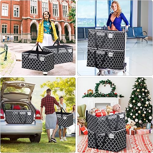 Miniatura 6 de Bolsas de mudanza extra grandes, bolsas de almacenamiento resistentes con cremallera superior y asas resistentes, suministros de mudanza para