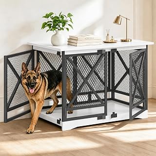 COZPAW 48IN Dog Crate Furniture, White